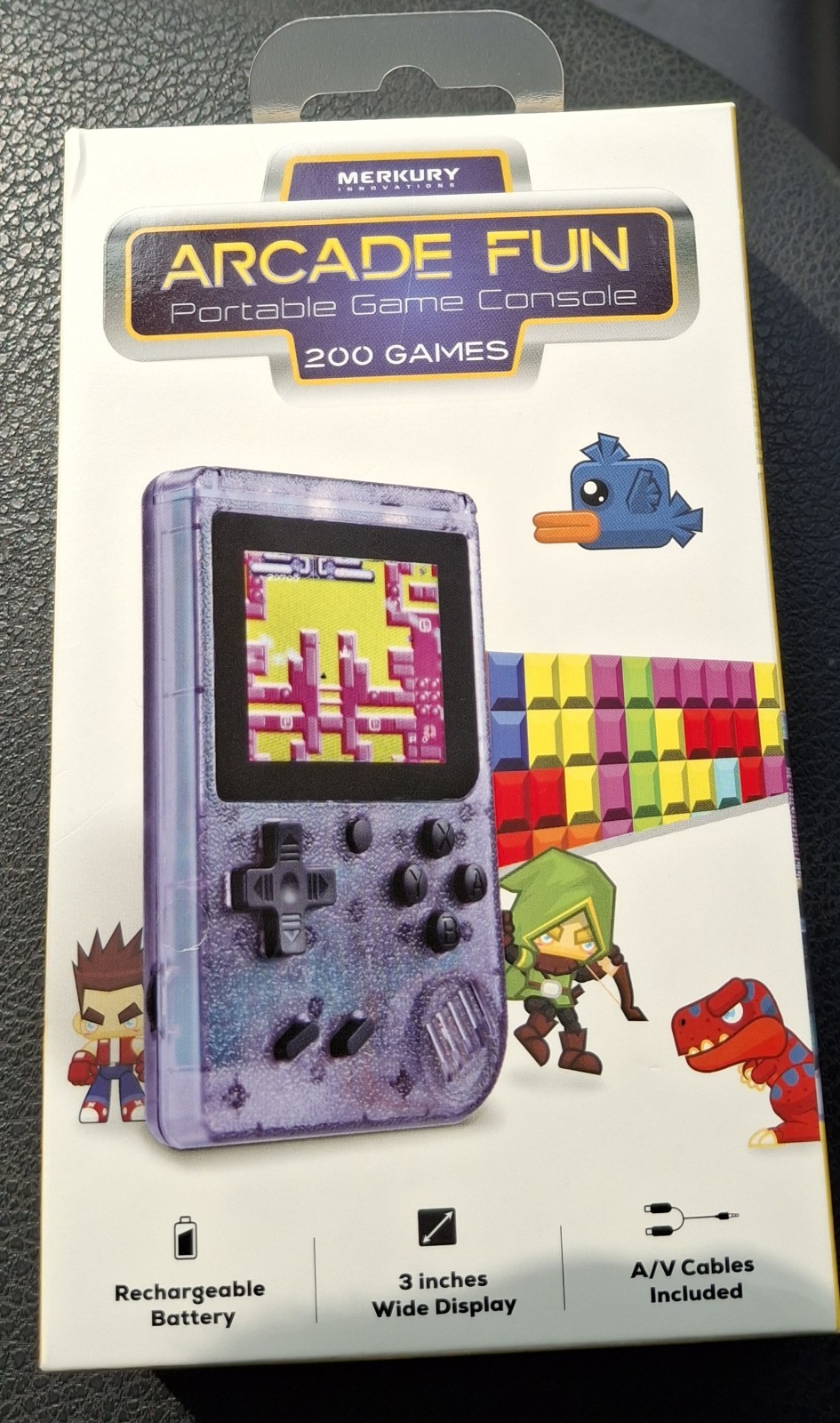 Merkury Innovations Arcade Fun Portable Game Console 200 Games Purple