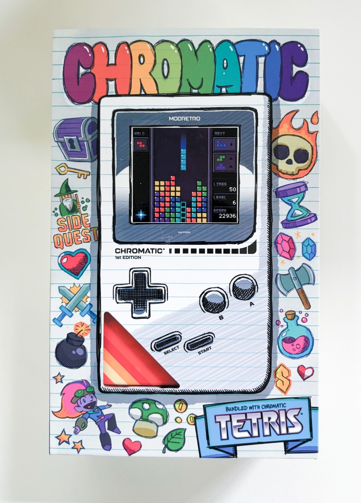 ModRetro Chromatic 1st Edition Inferno Orange w/ Tetris Game.