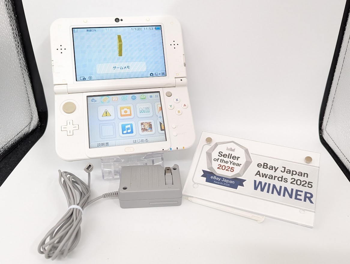 B79 Nintendo new 3DS LL XL console Pearl White w/adapter fx