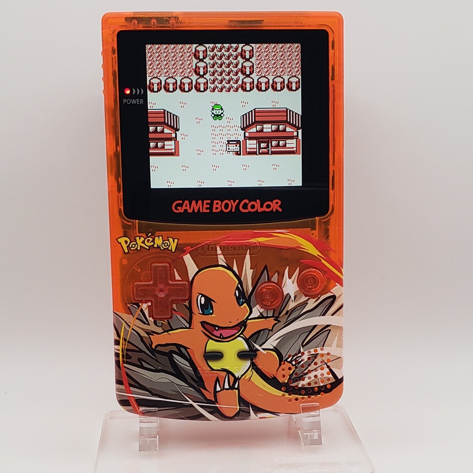 Charmander Game Boy Color w/ Laminated Backlit IPS Screen, New Speaker, Recapped