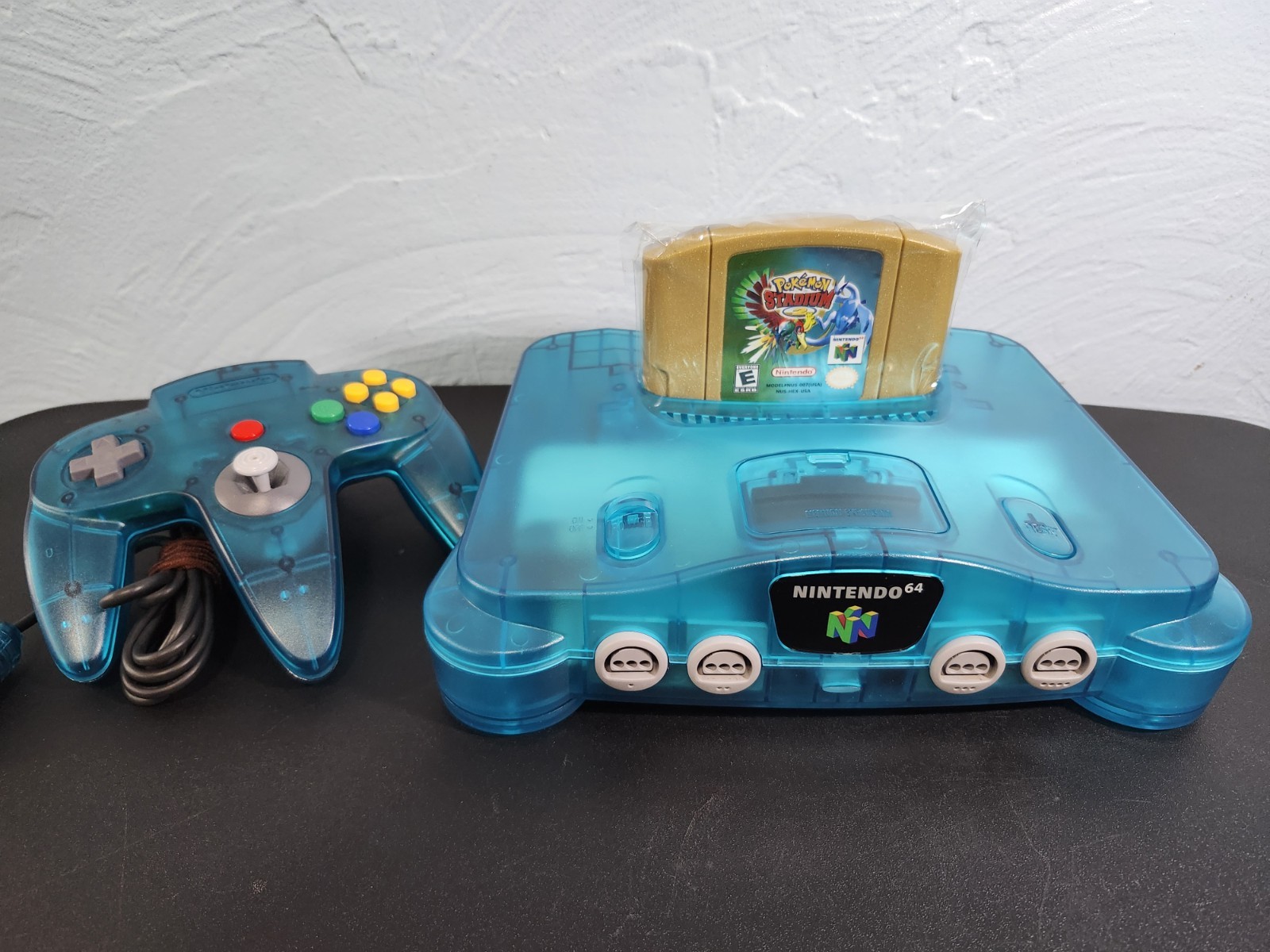 ICE Blue Custom Nintendo 64 with OEM Controller Repo Stadium 2 Tested Working VG