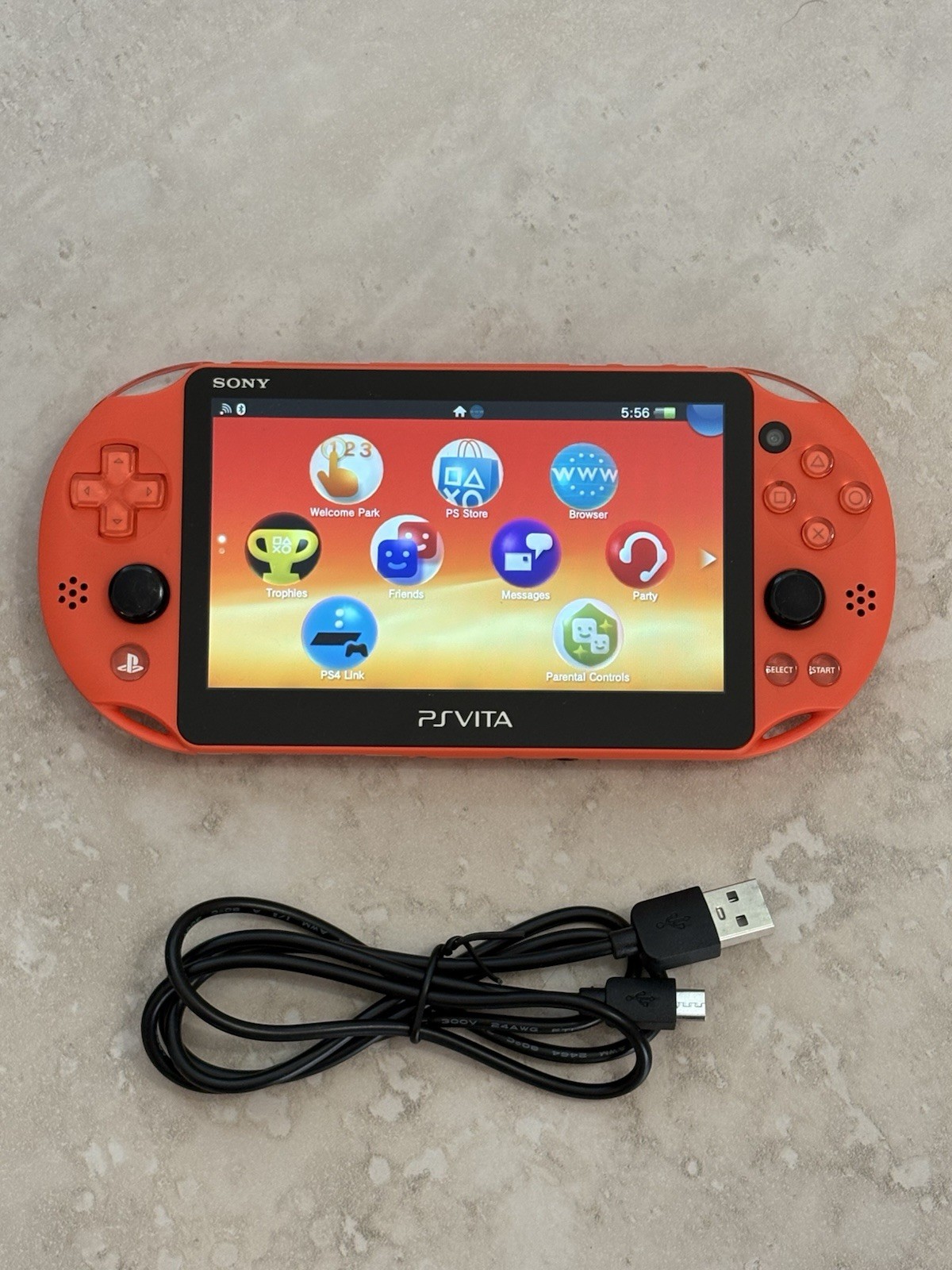 Sony PS Vita 2000 Slim PCH-2000 – Neon Orange *GREAT* + Charger