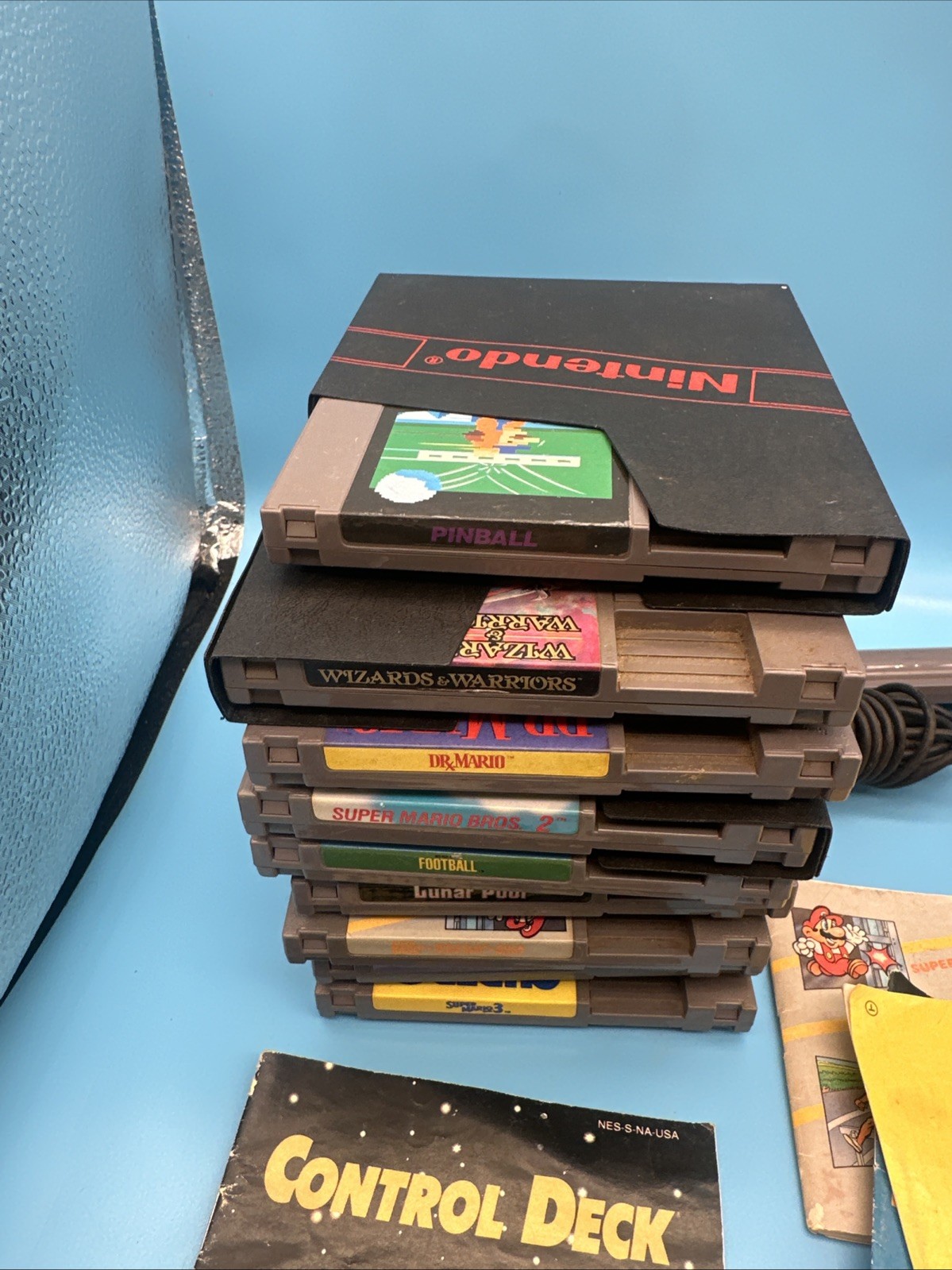 Nintendo NES Top Loader Console NES-101, OG Dog Bone Controller Mario 1 2 3 More