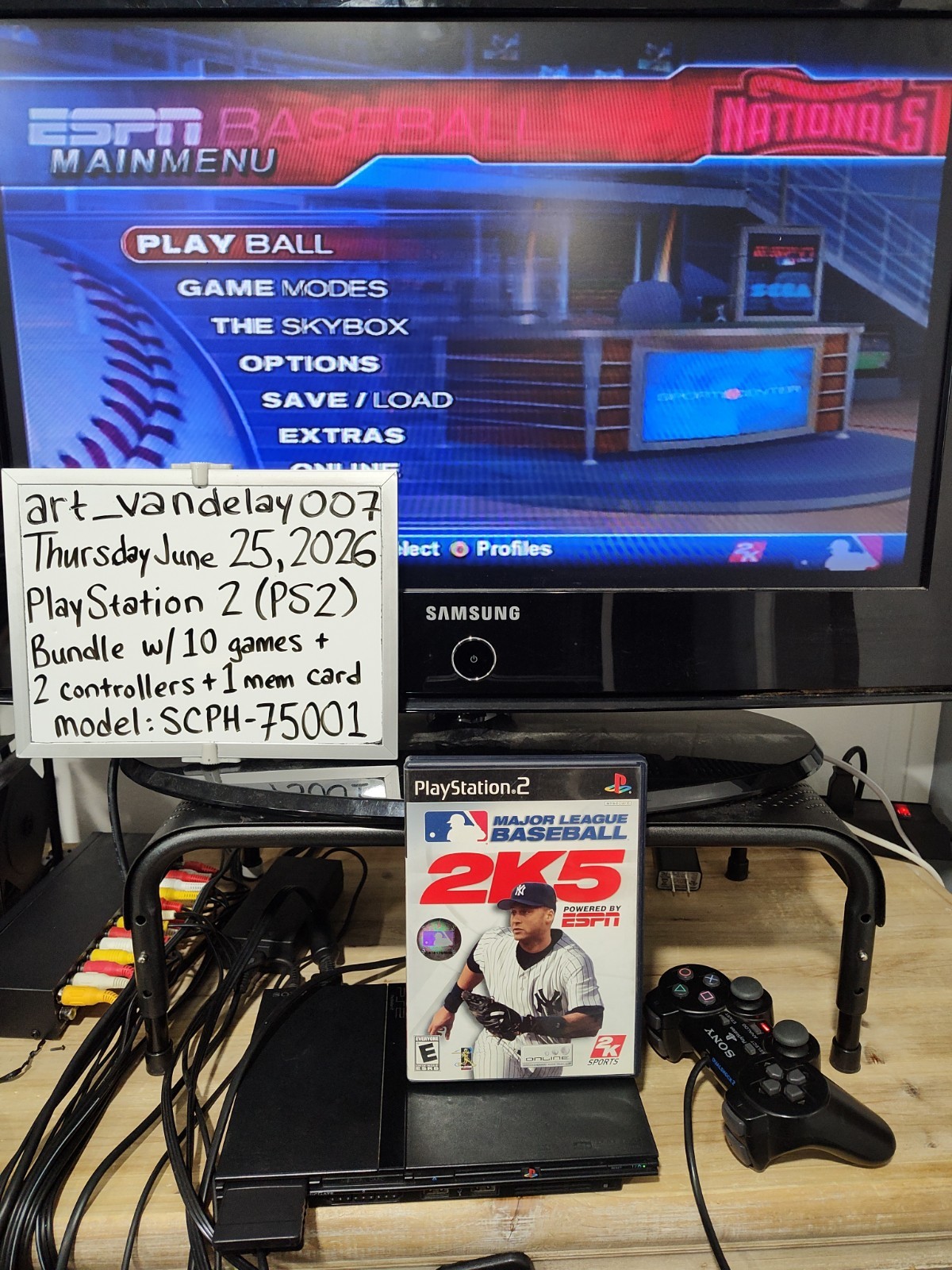 Sony PlayStation 2 Black PS2 Console Bundle + 10 Games + 2 Controllers + HDMI!