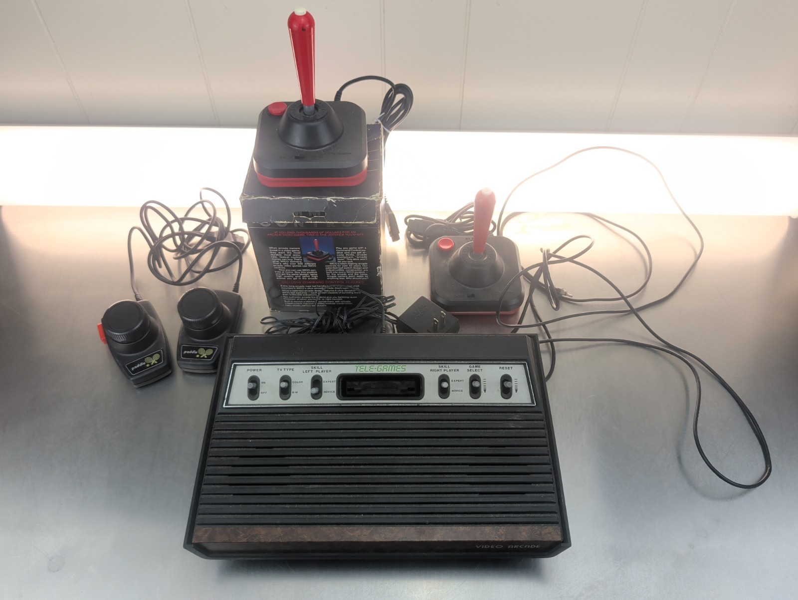 Atari 2600 Black Vader Console With Slik Stick Joysticks And Power/Coax – TESTED