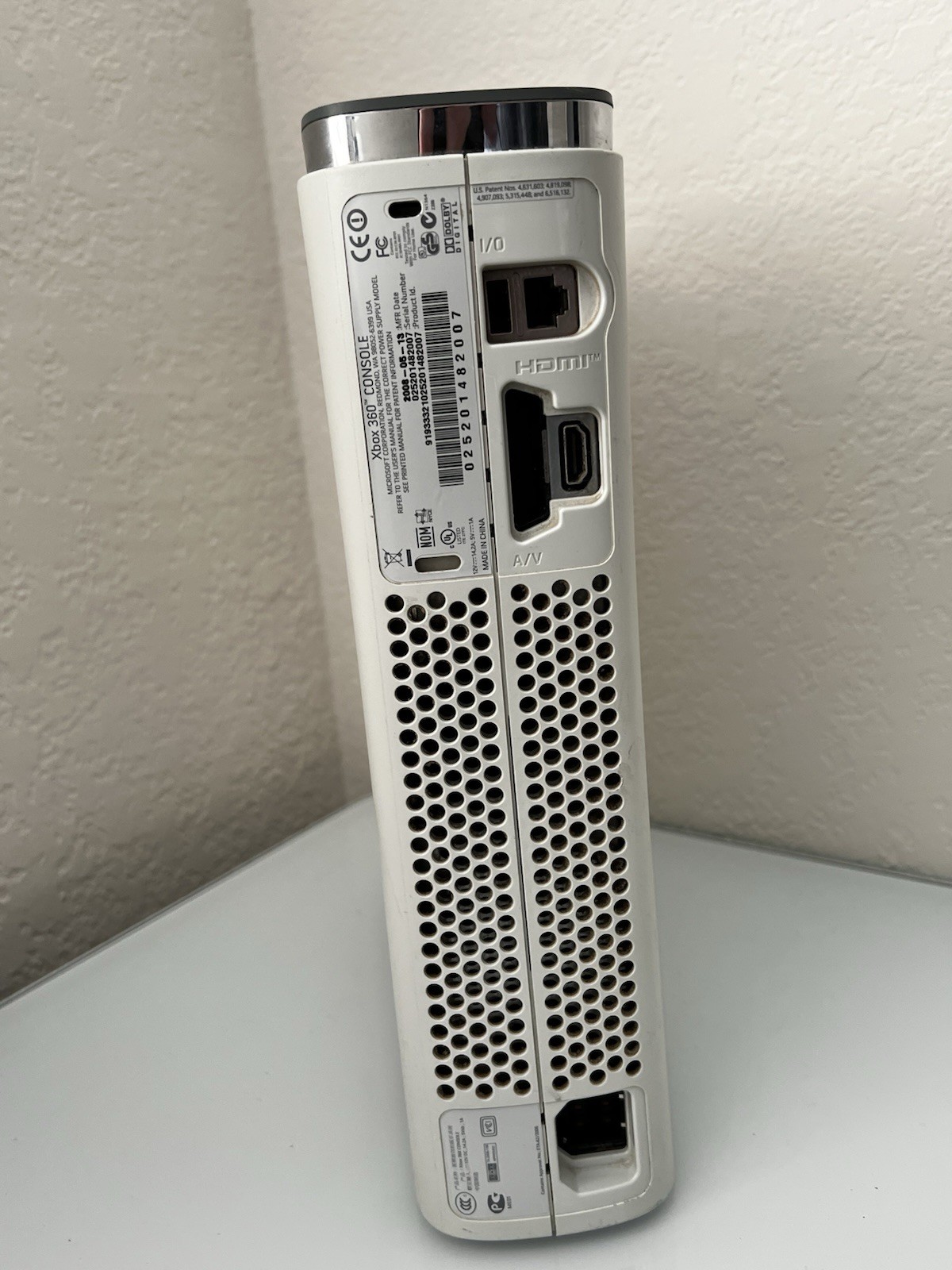 Microsoft Xbox 360 White Console FALCON 2008 20gb Disc Drive Broken