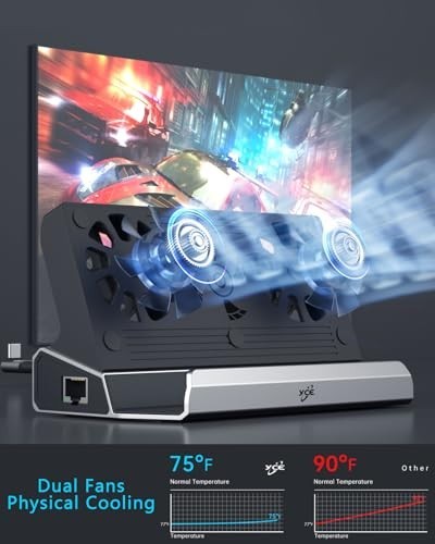 12-in-1 Steam Deck Docking Station with Dual Cooling Fans, 4K@60Hz, 6 USB Ports,