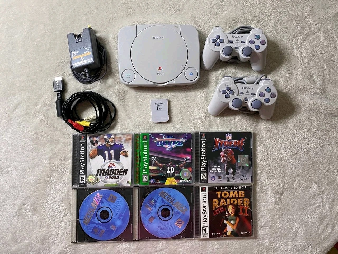 PSOne SCPH-101 (Replaced Motherboard) W 2 Controllers 5 Games – Tested/Works!