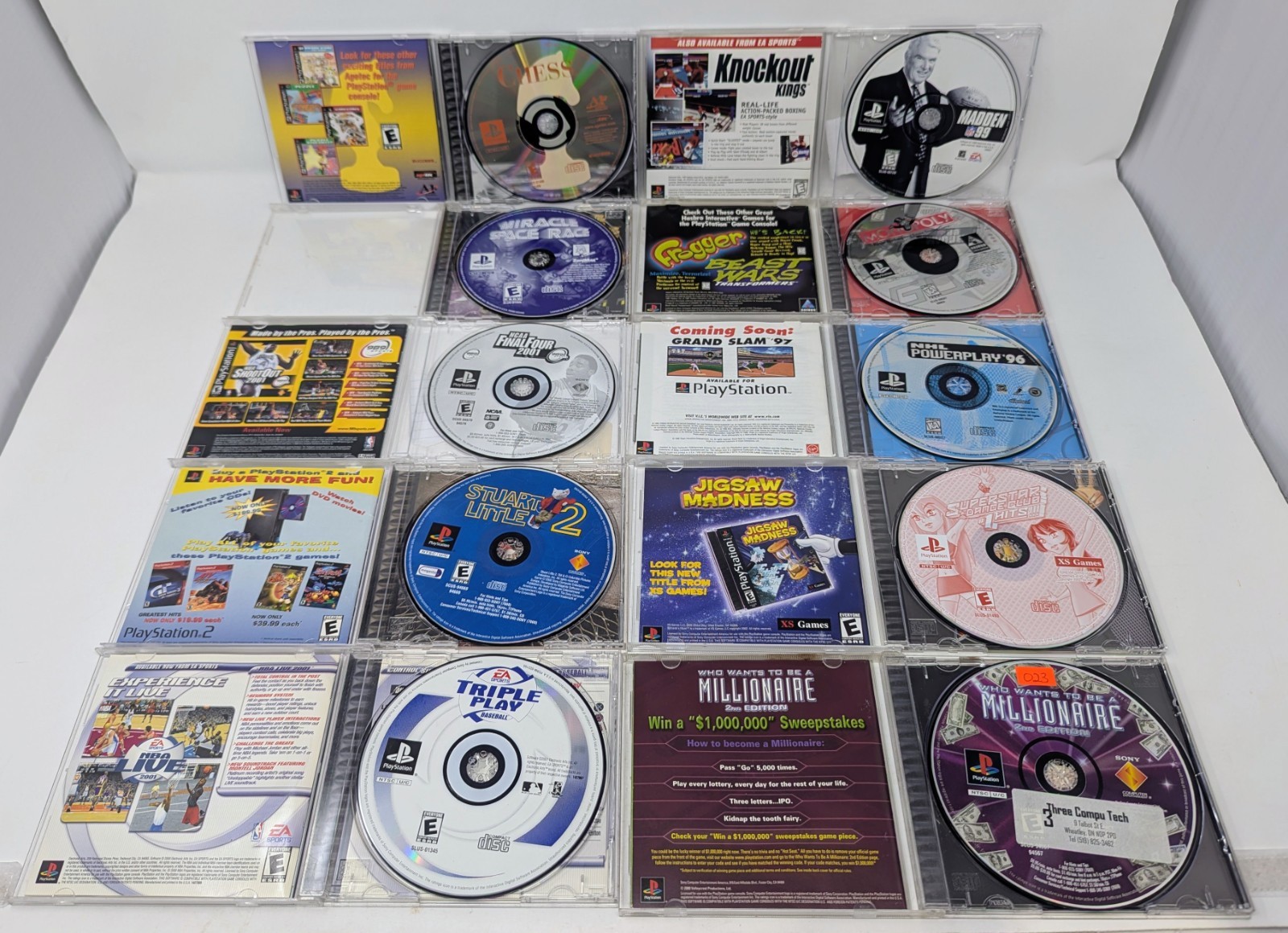 Sony PlayStation 1 PS1 Console Bundle w 10 Games- Madden 99, Space Race, Tested!