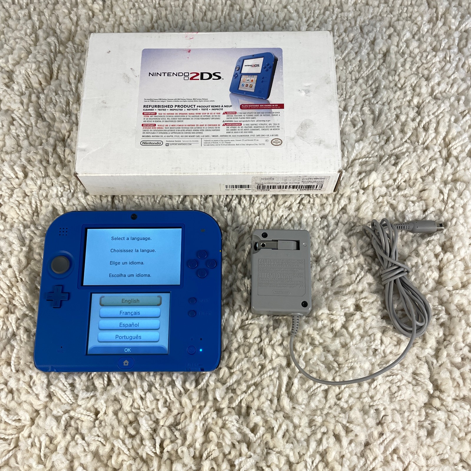 Nintendo 2DS Electric Blue Handheld Console System FTR-001 in Box Tested
