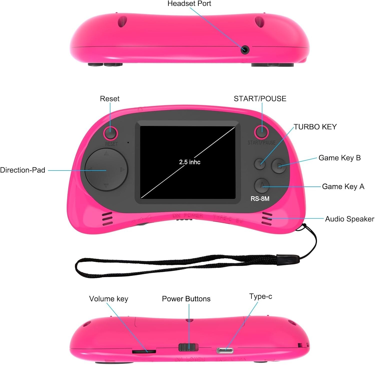 Kids Handheld Portable Video Game Player with 200 Games – 16 Bit 2.5 Inch IPS…