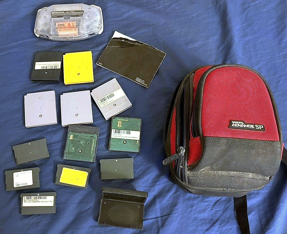 VINTAGE NINTENDO Glacier GBA Console Bundle: 12 Games 🟨 Pokemon Yellow ✅ TESTED