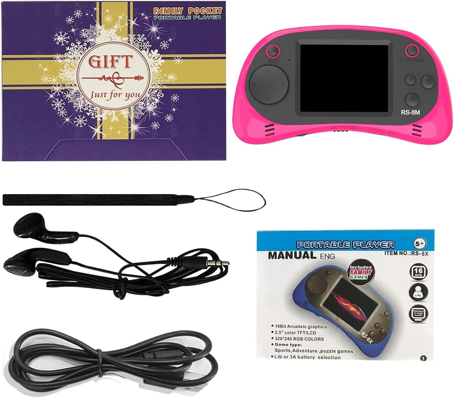 Kids Handheld Portable Video Game Player with 200 Games – 16 Bit 2.5 Inch IPS…