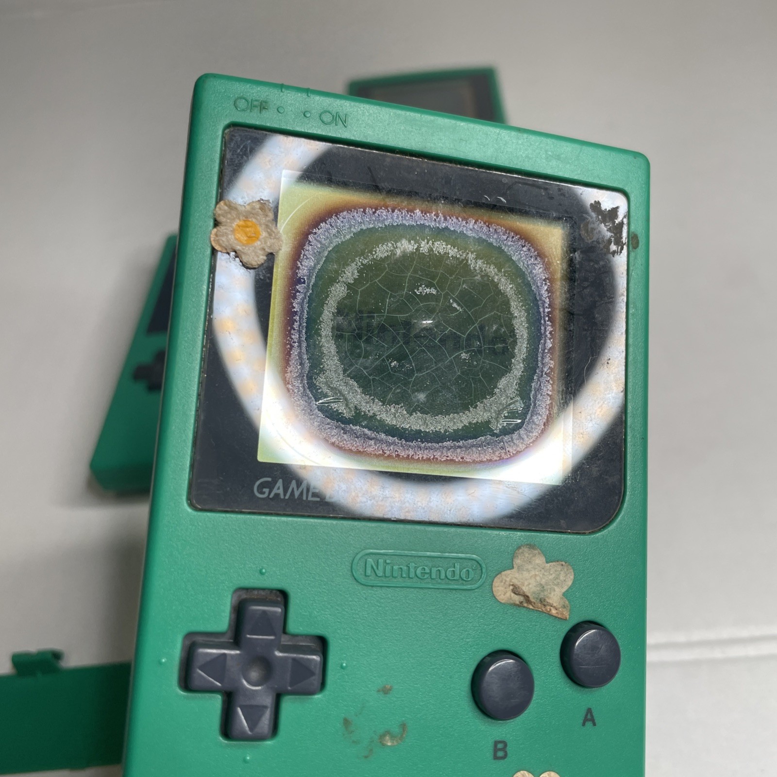 Nintendo GameBoy Pocket Console MGB-001 Green For Parts Or Repair