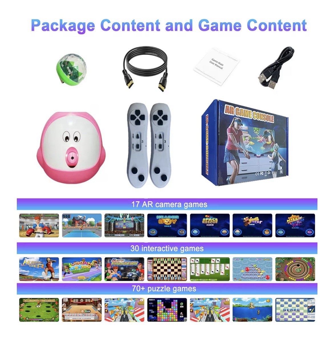 TV Game Console with 100+ Games, 2 Wireless Controllers, HDMI Plug & Play – I…