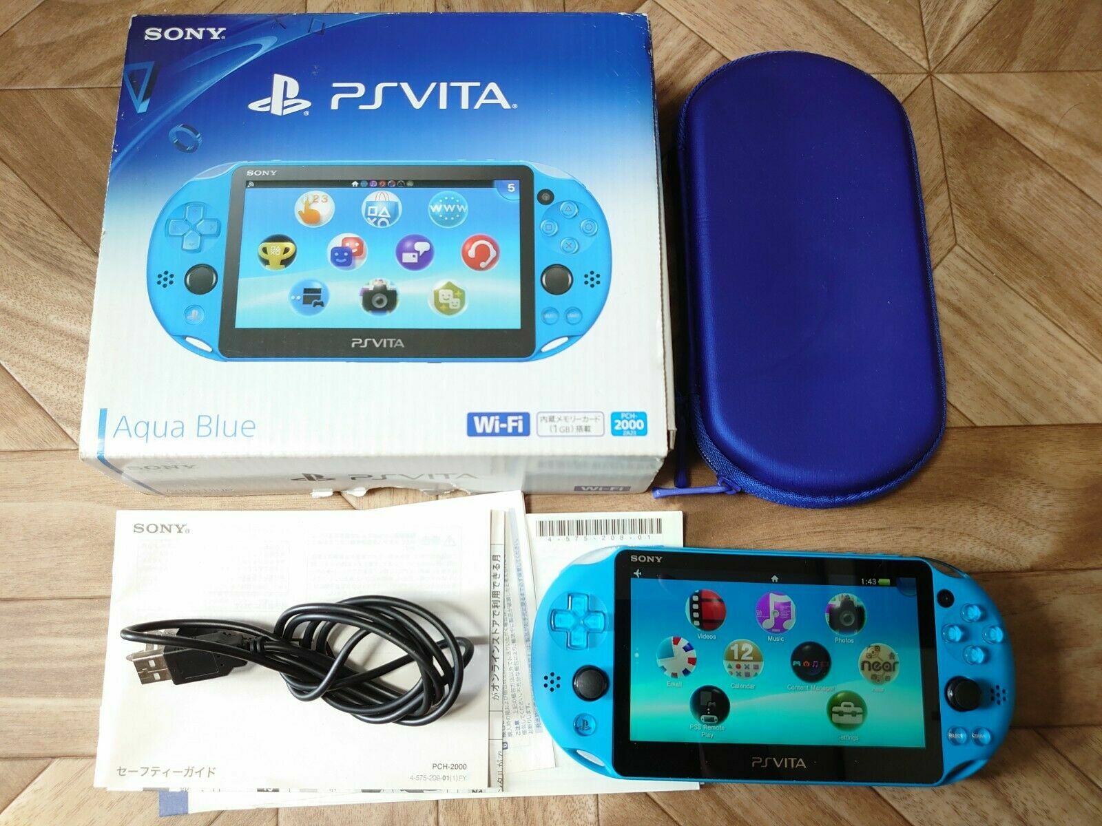 PCH-2000 ZA23 AQUA BLUE JAPANESE SONY VITA SLIM WITH POUCH ,USB, BOX