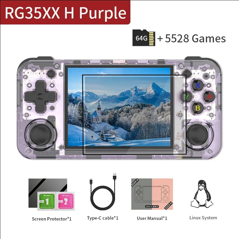 RG35XX H handheld Game Console 3.5-inch IPS Screen 64G 5K+ Games Gifts