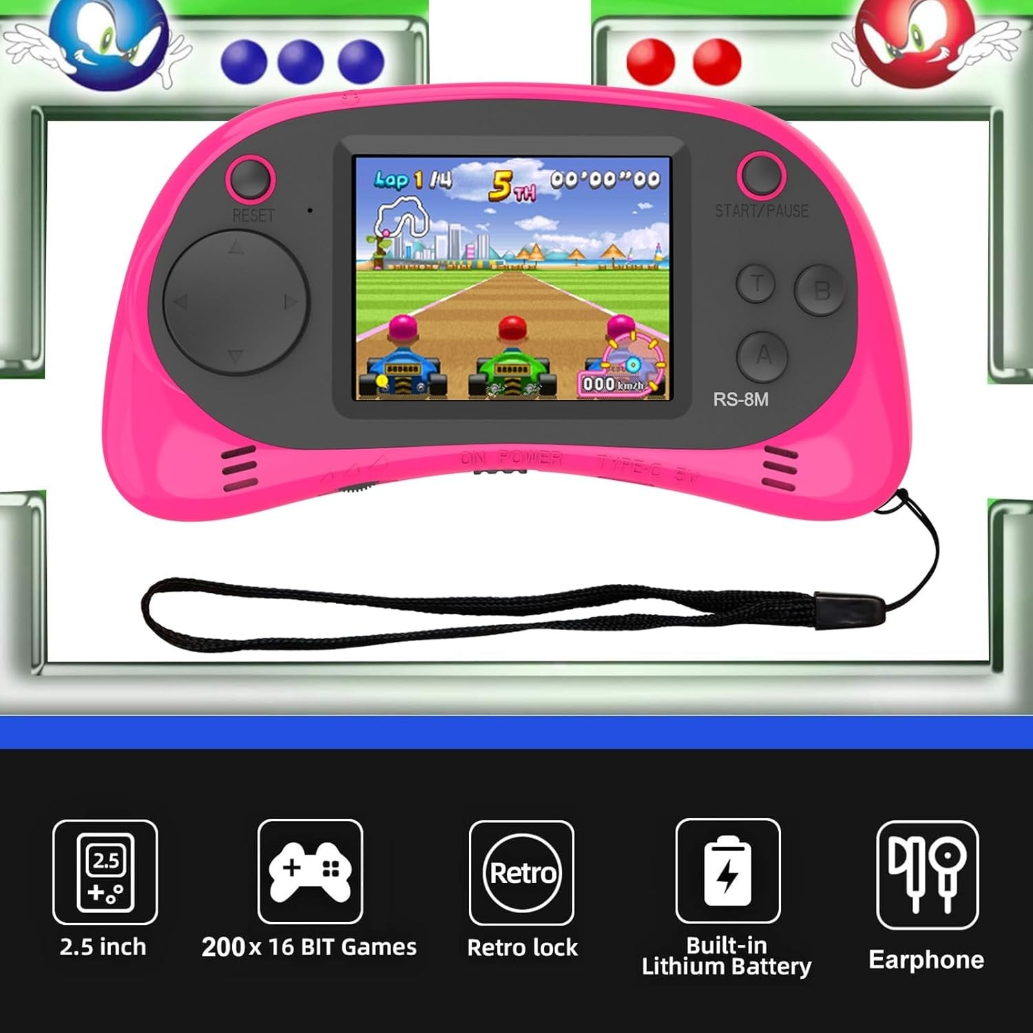 Kids Handheld Portable Video Game Player with 200 Games – 16 Bit 2.5 Inch IPS…