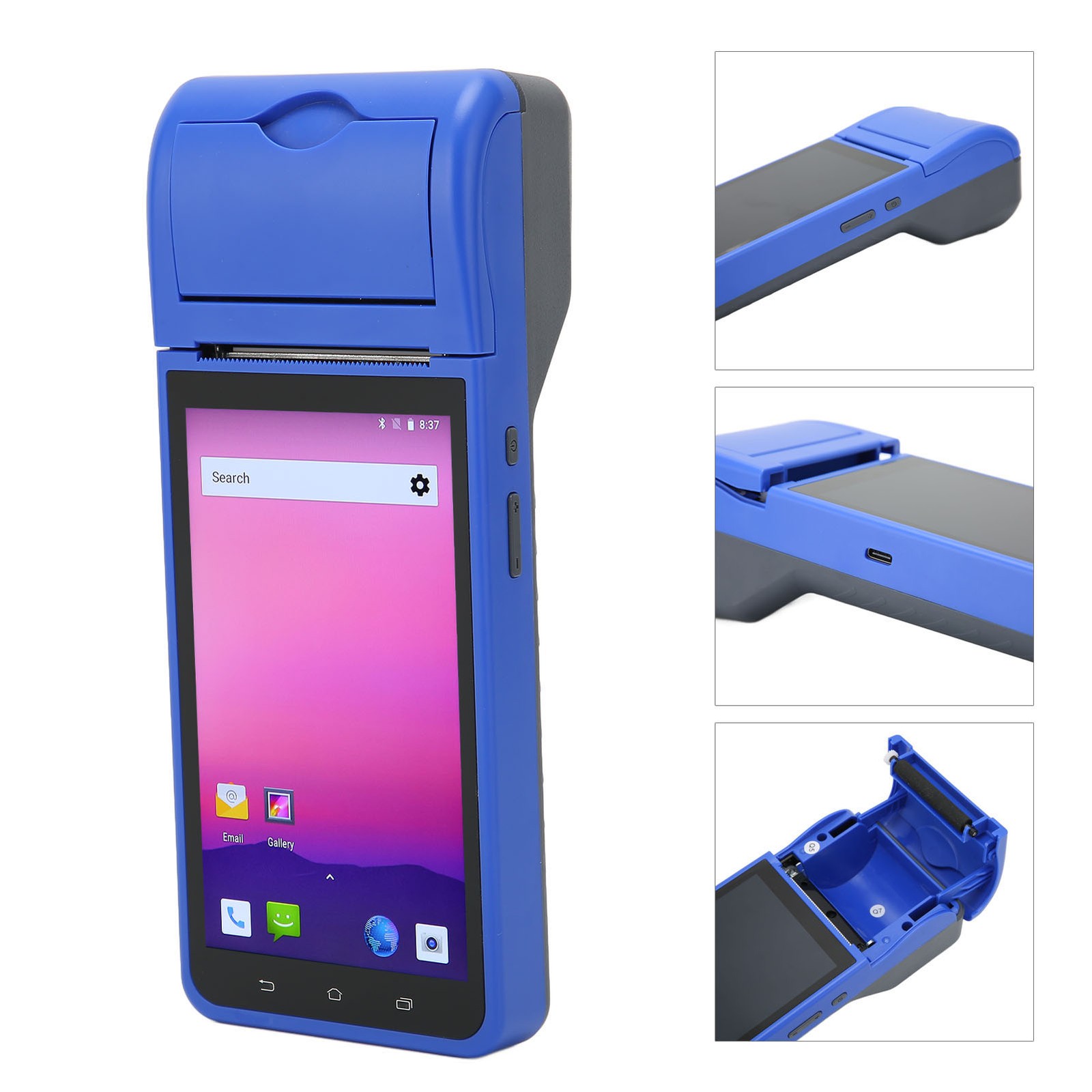 Handheld POS Machine 1280 X 720 HD Screen Thermal Printing Auto Focusing