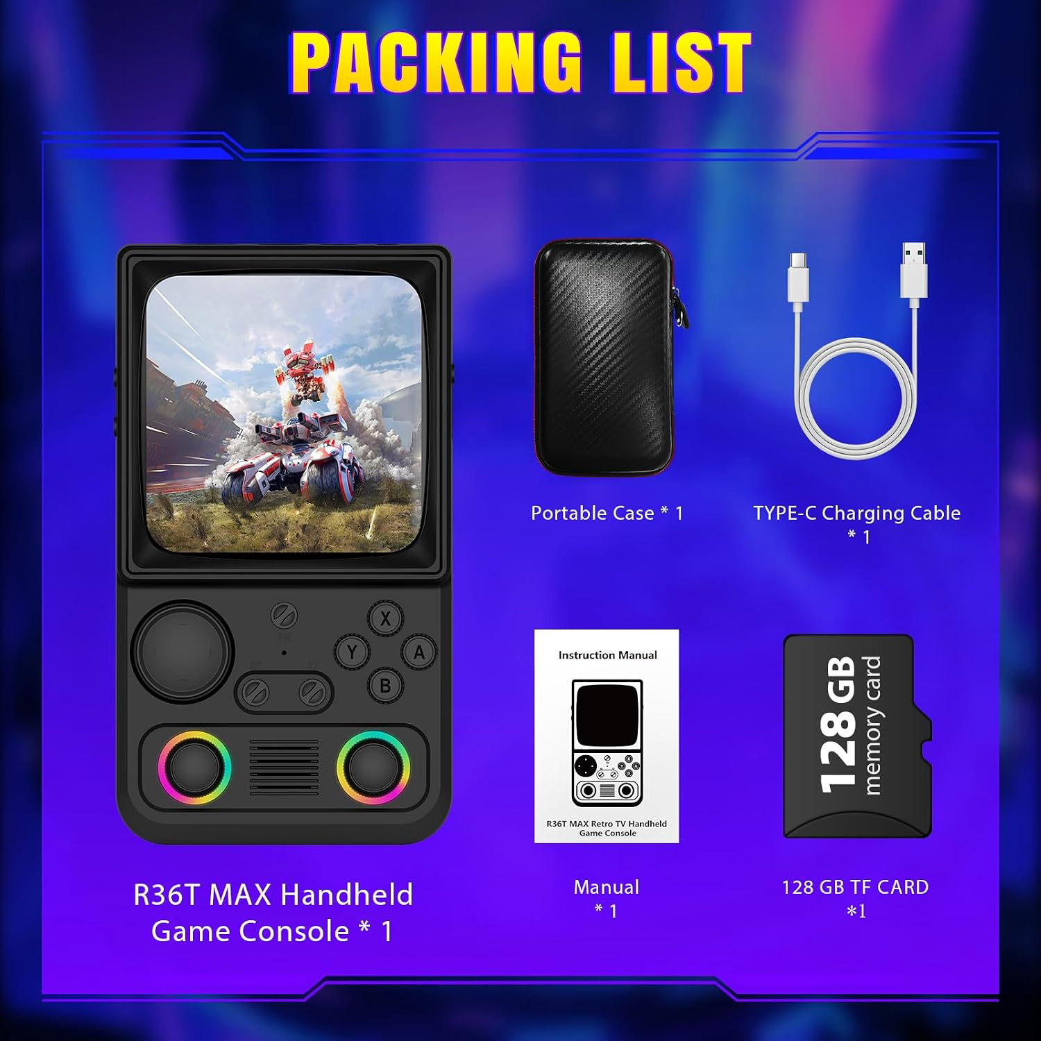R36TMAX Upgraded Retro Handheld Game Console with 4000Mah Battery, 4.0” IPS Scr