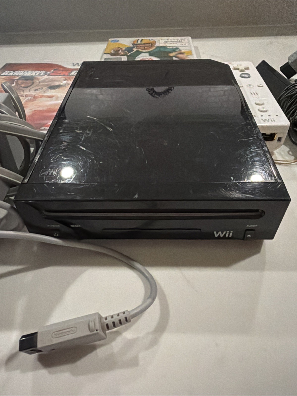 Nintendo Wii Black Console With Remote And Two Games Bundle Tested & Working