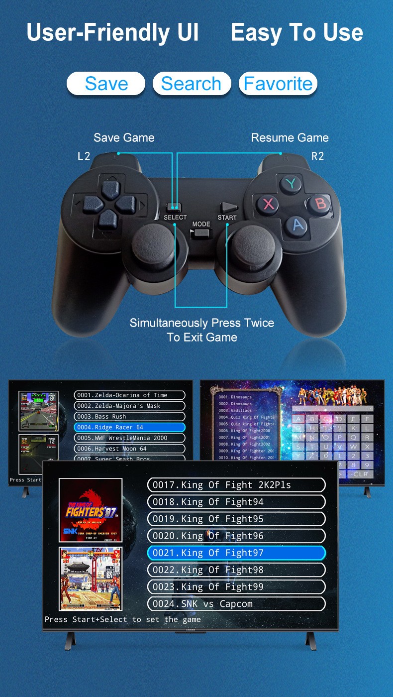HD Game Console Wireless Dual Controllers TV Plug Play Game Stick 64G 8K HDMI