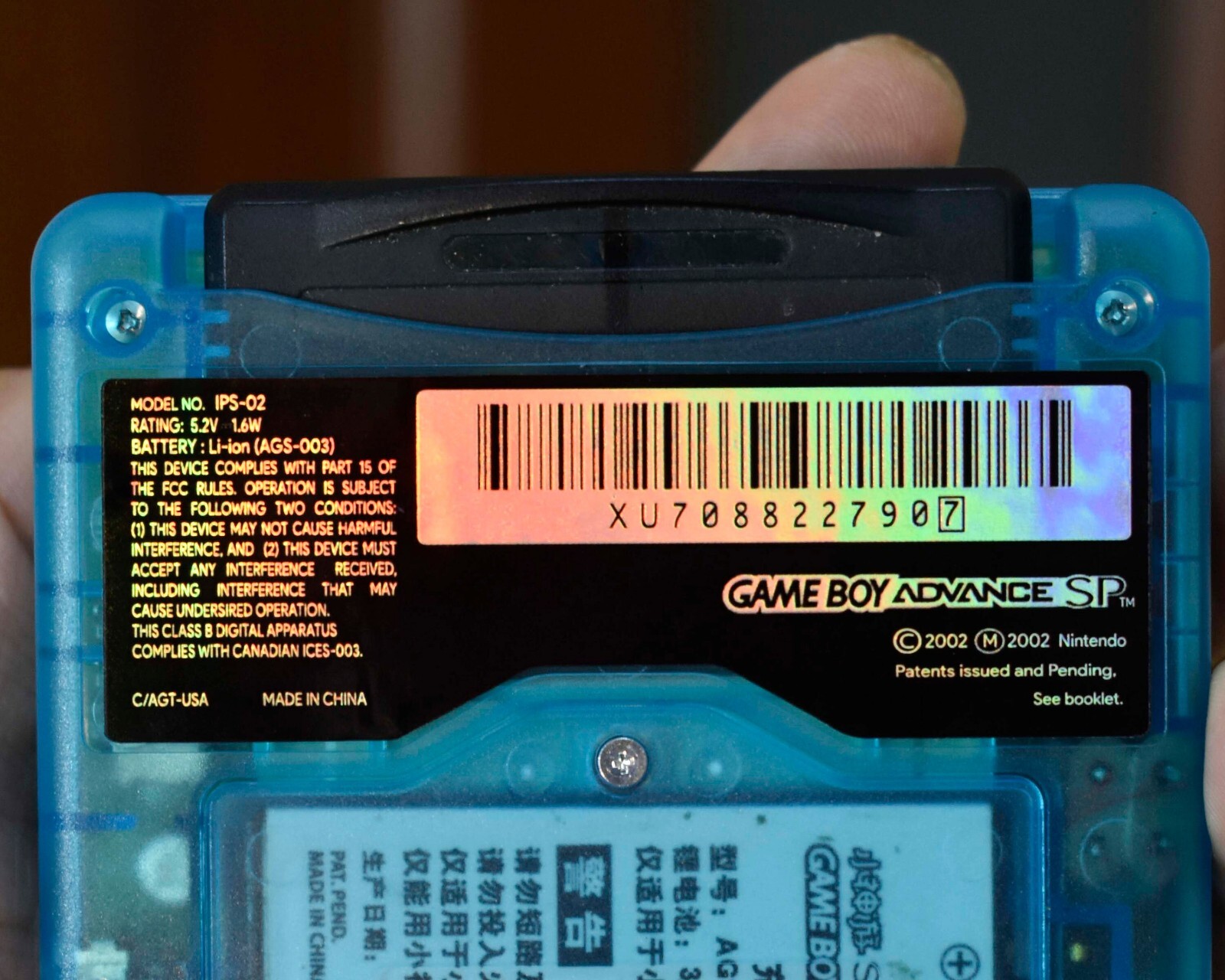 Backlit IPS LCD GBAsp Mod Nintendo Gameboy Advance SP Ocean Blue