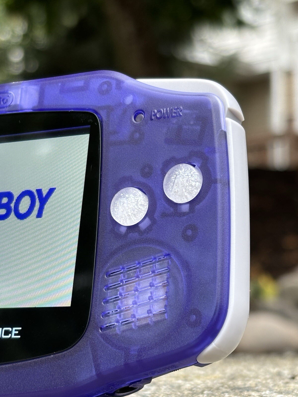 Clear Purple Modded Gameboy Advance Retro Gaming Console with IPS V2 & USB C Mod