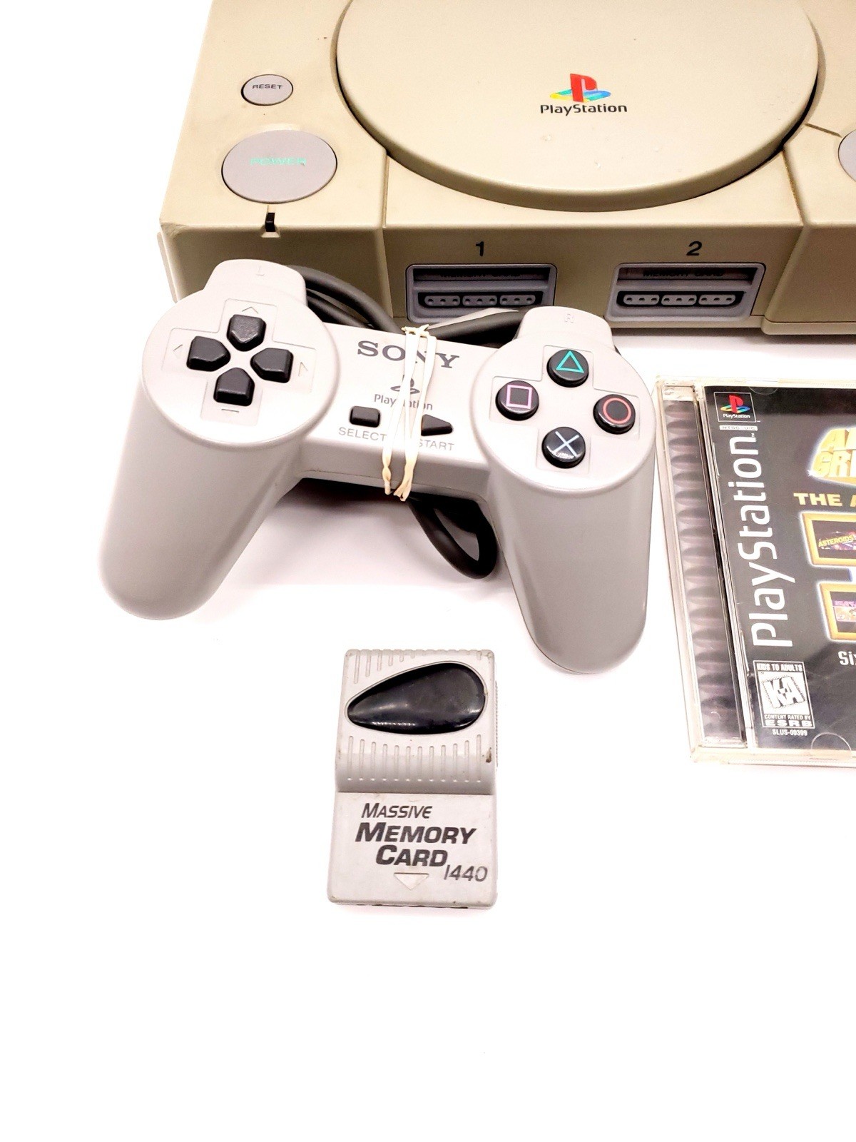 Sony PlayStation 1 Video Game Console – Gray W/ Game & Memory Card TESTED