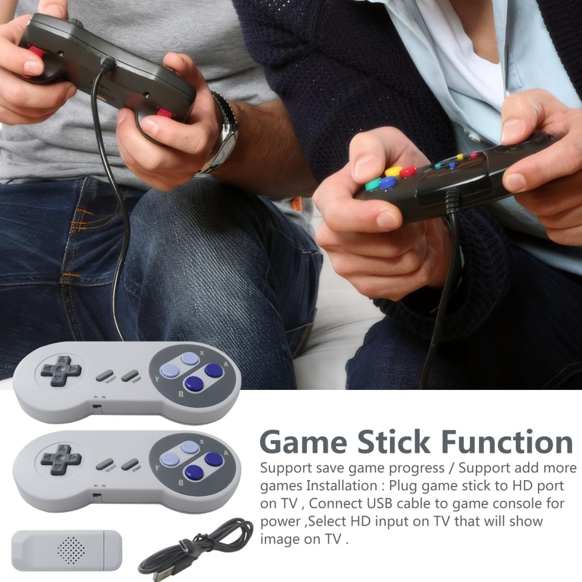 SF900 for NES Retro Video Game Console HD Game Stick 5000 Games with 2X Wireless
