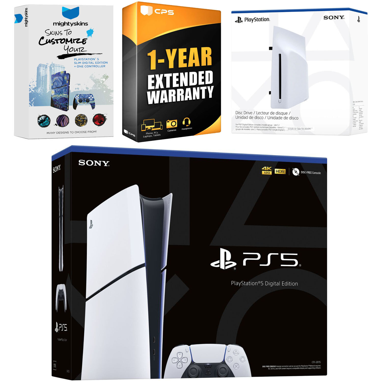 Sony PlayStation 5 Slim Digital Bundle with Disc Drive and MightySkins Code