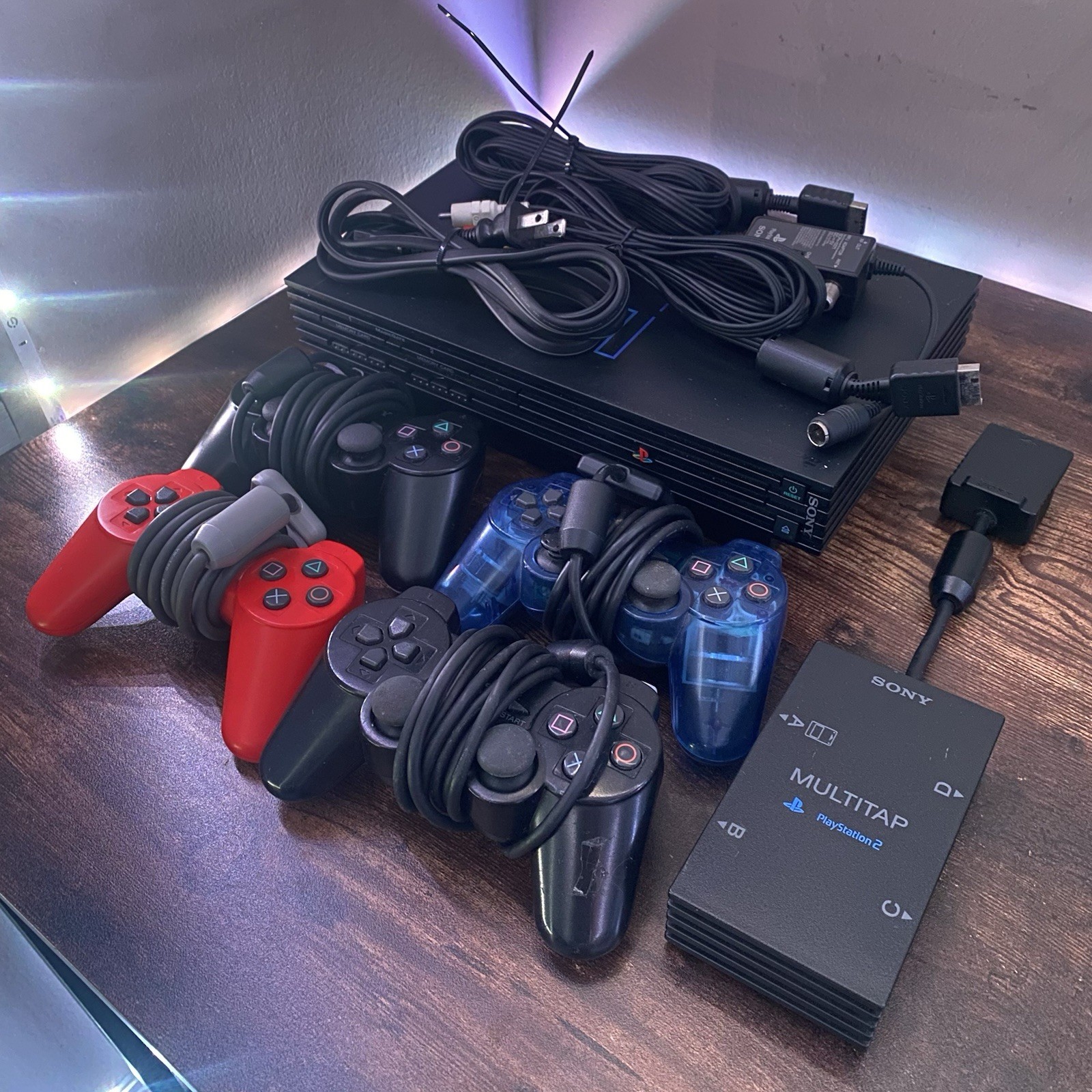 Sony PlayStation 2 PS2 Fat Console – OEM Cables – Multitap – 4 Controllers