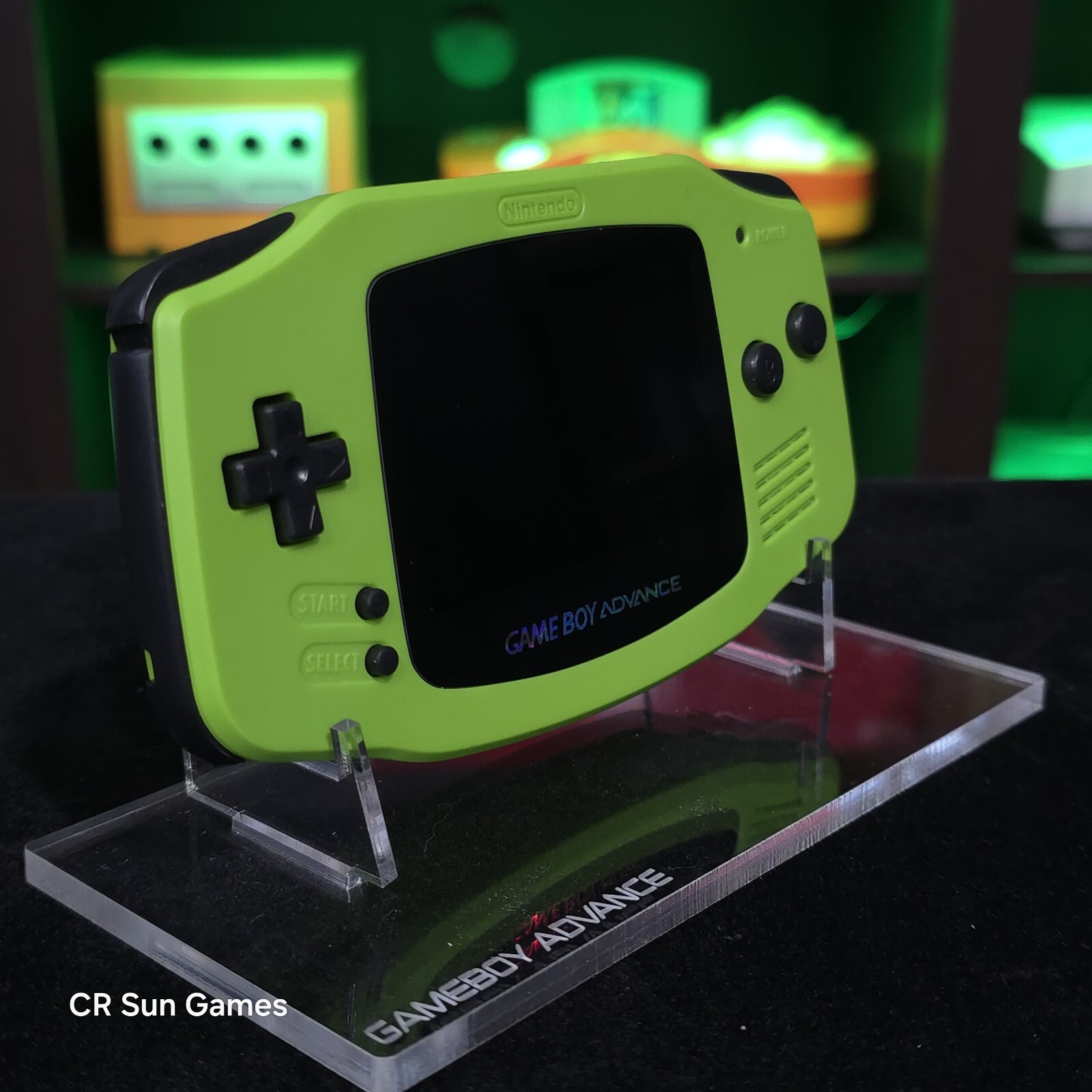 Green Game Boy Advance GBA iPS V5 LCD USB-C 1800 mAh Rechargeable Battery
