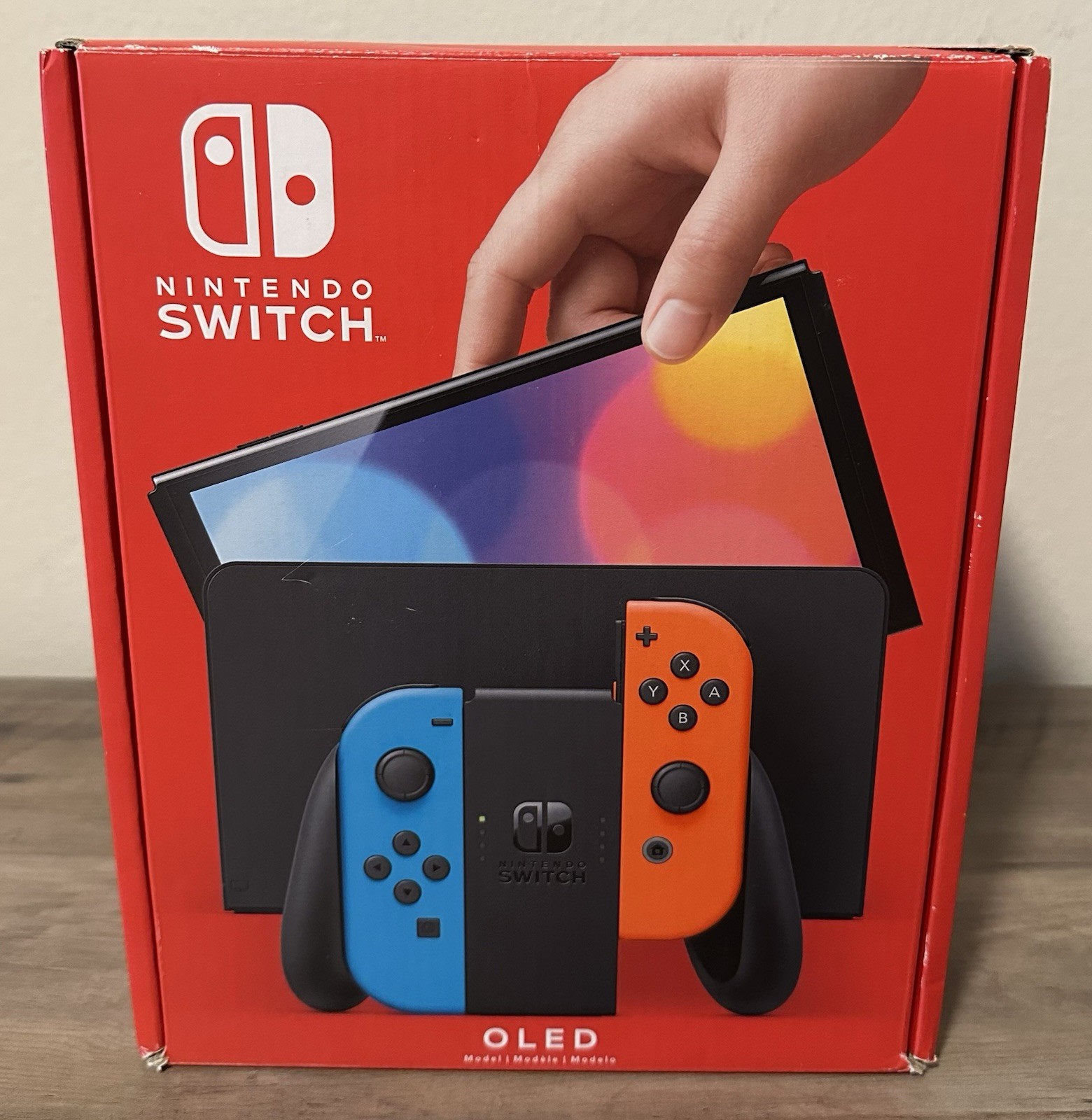 Nintendo Switch OLED 64GB Neon Red Blue Joy-Con 2021 Model With Extras