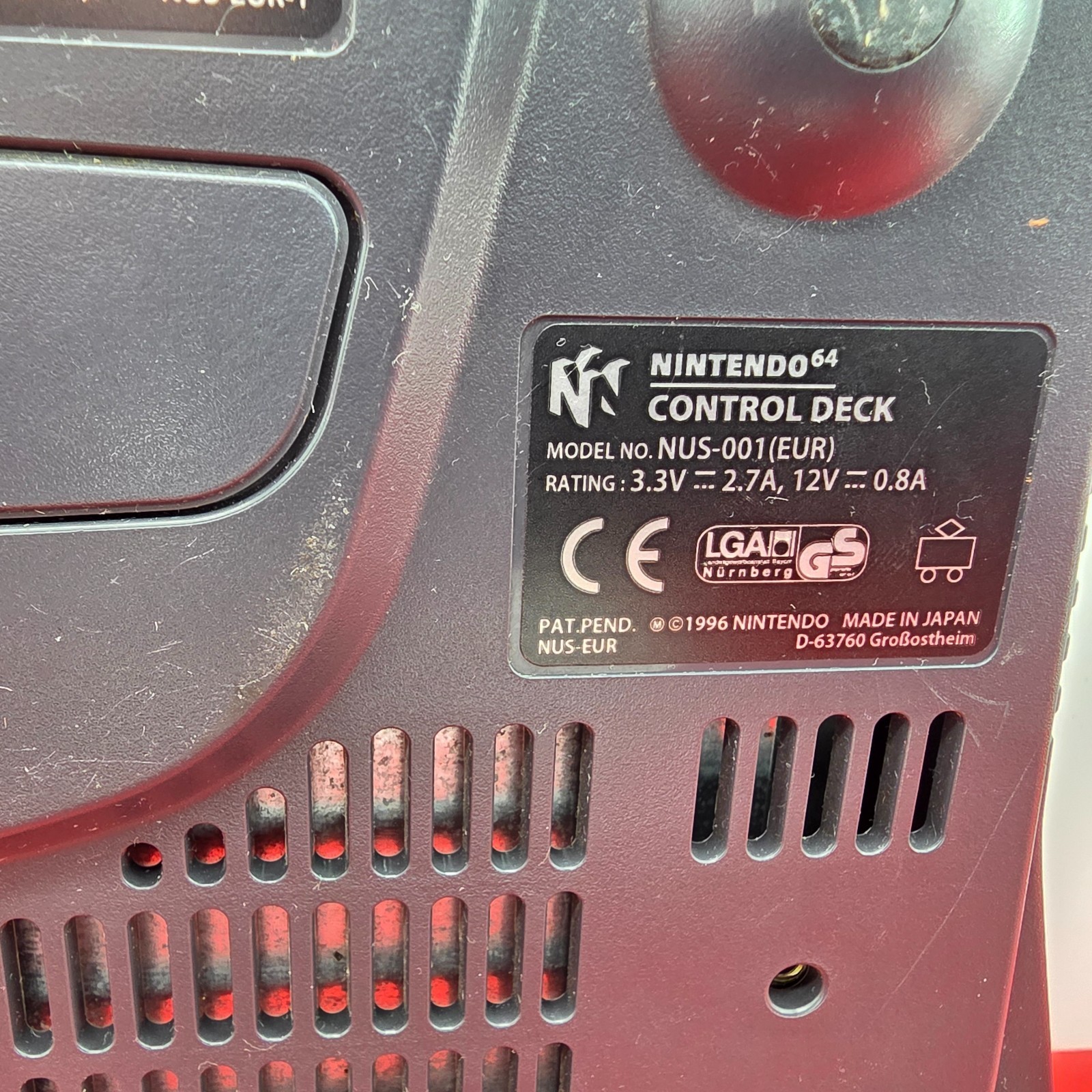 Nintendo 64 Console – Black – Grey Controller and Cables – N64 – Pal Eur