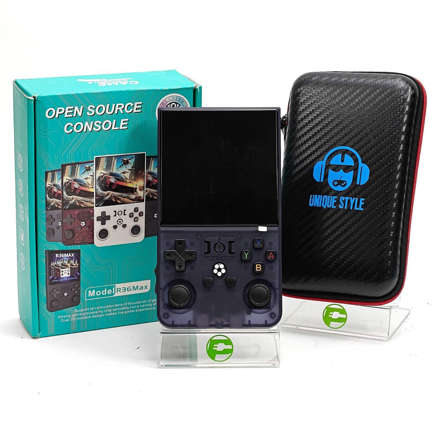 New R36Max Open Source Console Retro Handheld Gaming Console 64GB Blue