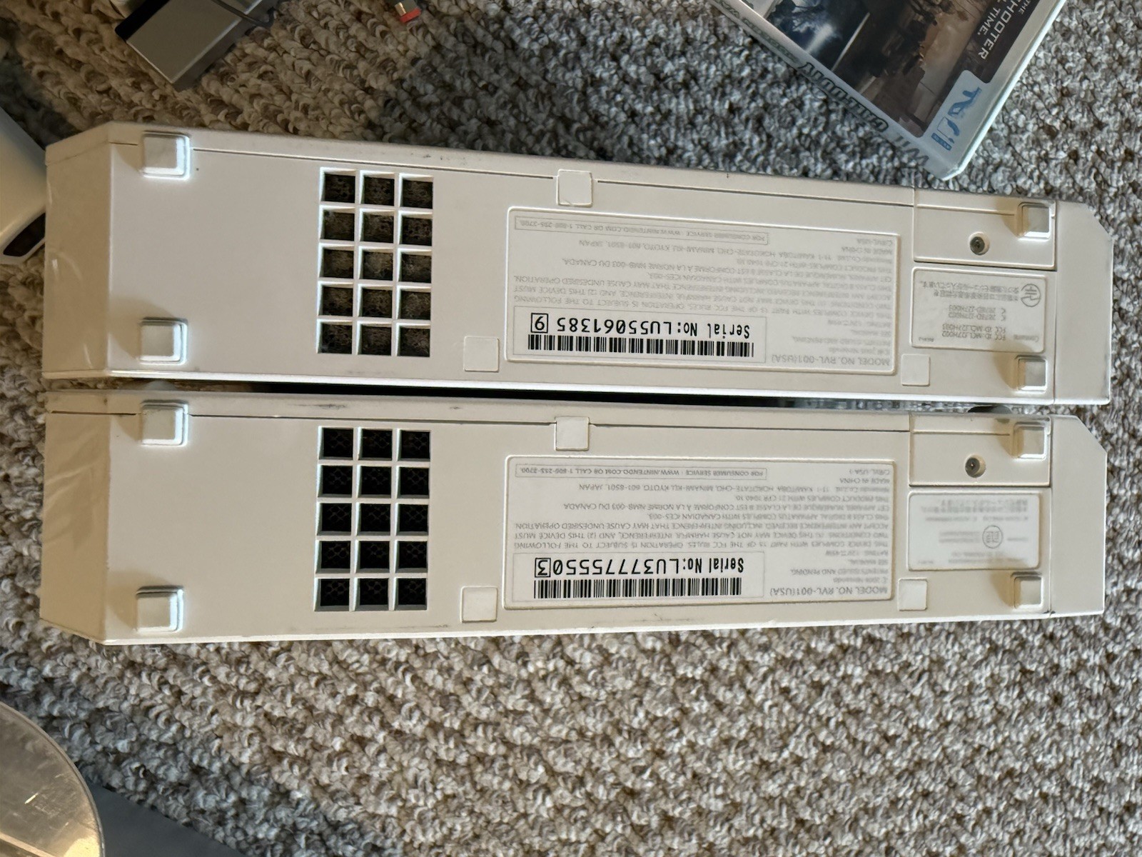 2 Lot Nintendo Wii Console RVL 001 Lot 2 Wii Remotes, Wires, 8 Games + More
