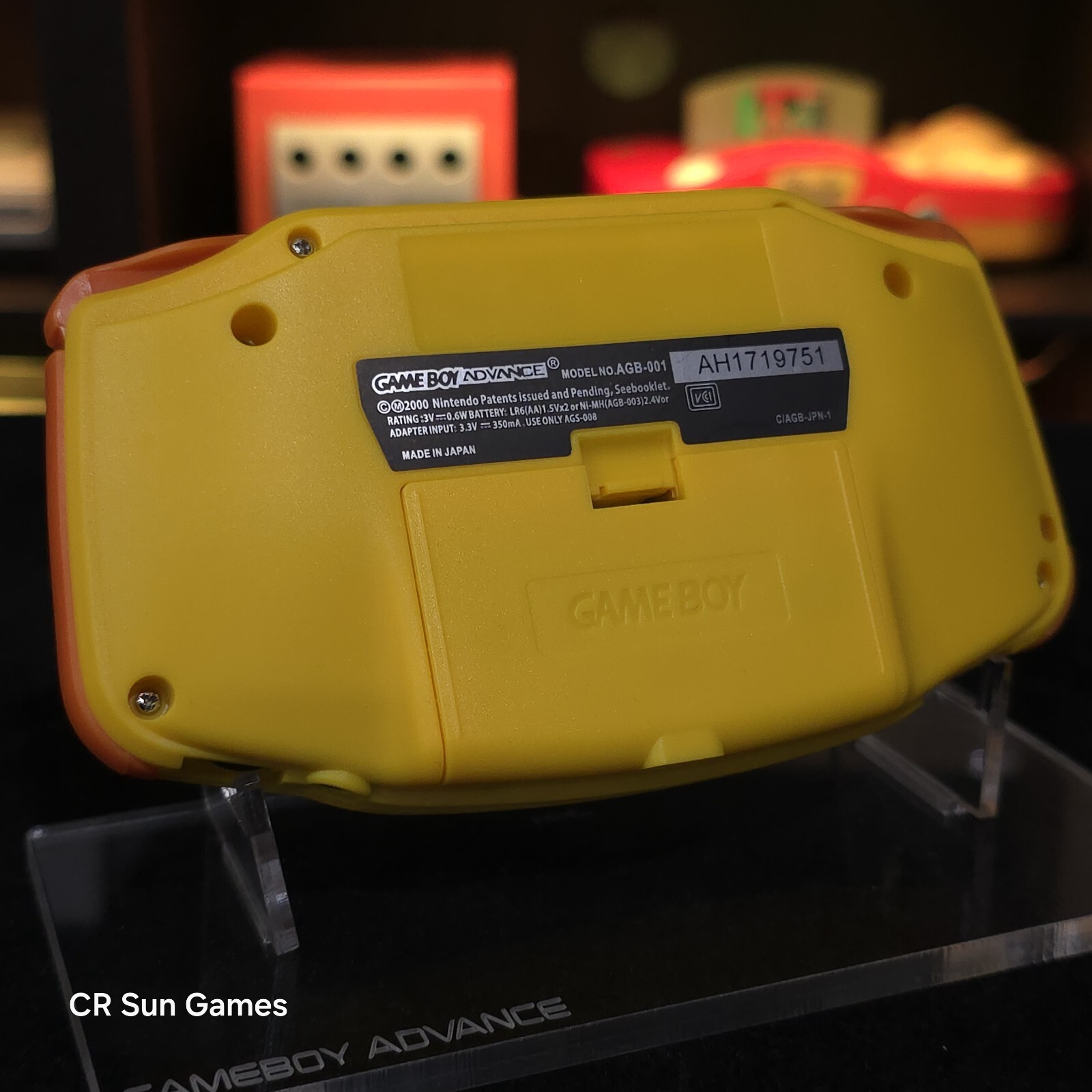 Yellow Game Boy Advance GBA iPS V5 LCD USB-C 1800 mAh Rechargeable Battery