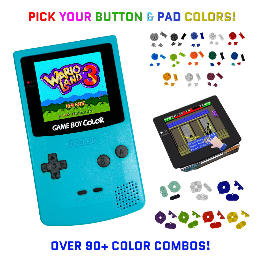 Nintendo Game Boy Color TEAL System GBC AMOLED OLED XL Touchscreen LCD Buttons