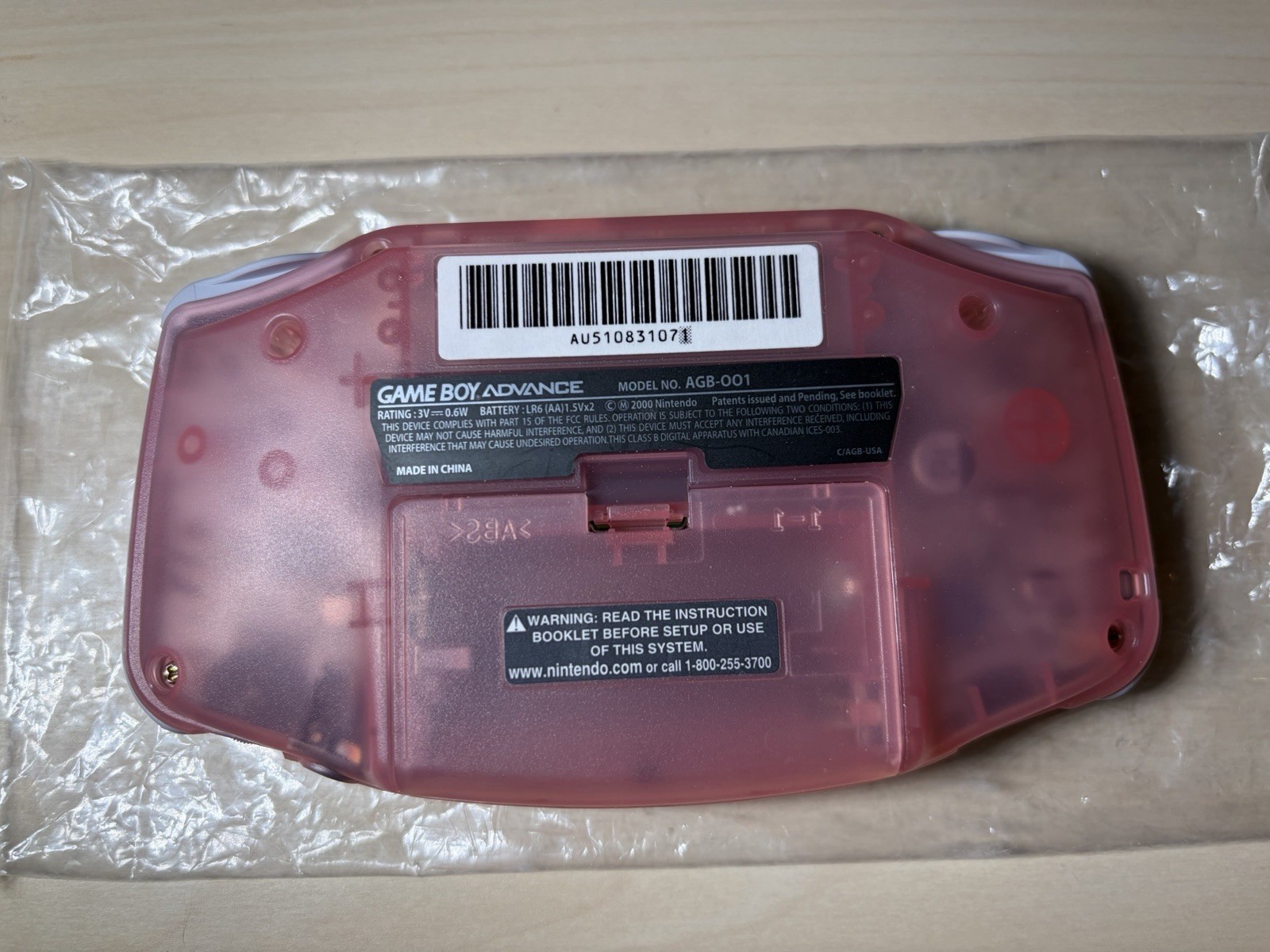 Nintendo GameBoy Advance GBA Pink – 100% Complete Batteries – MINT – Open Box
