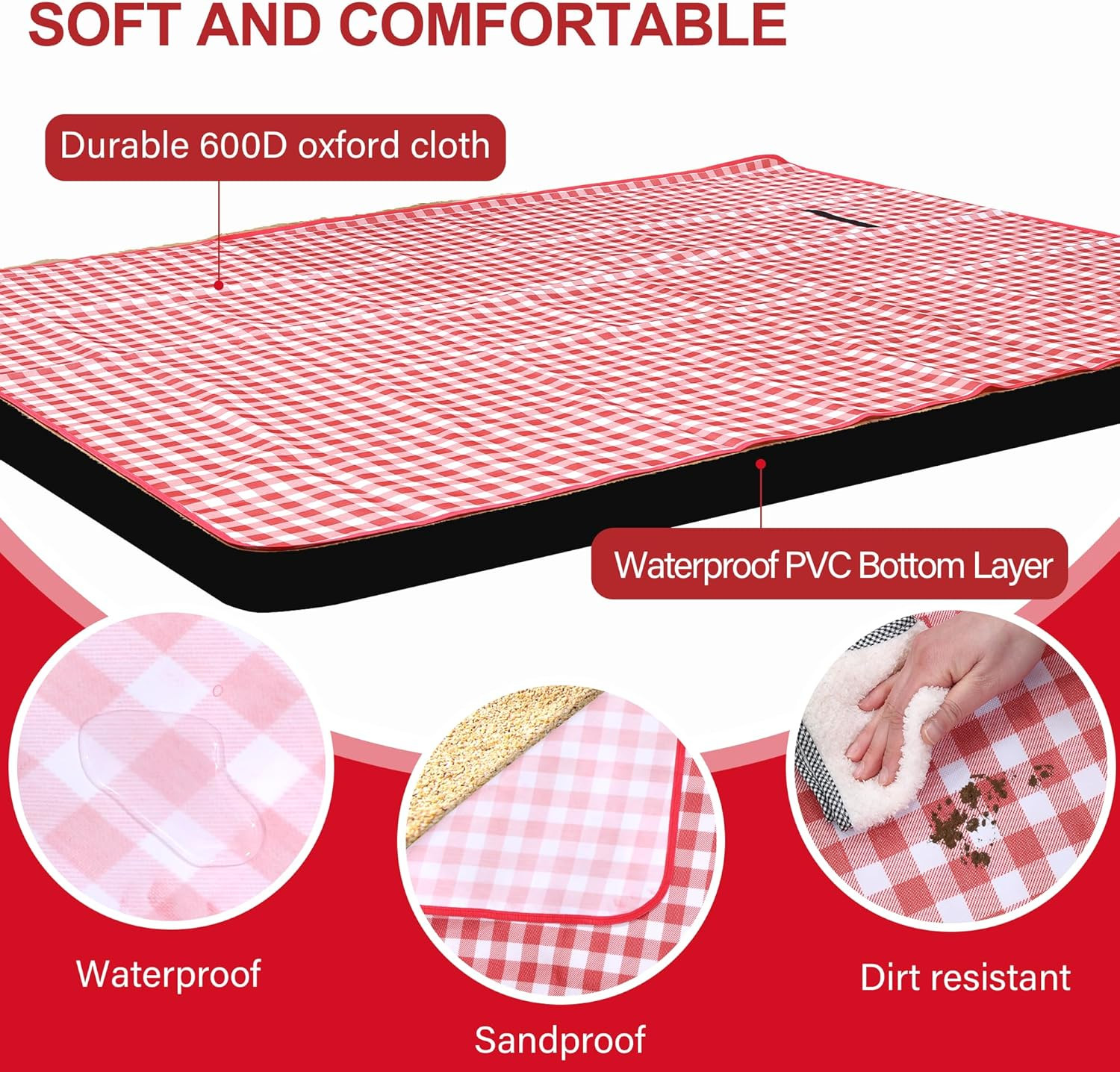 Picnic Blanket Outdoor Extra Large Picnic Mat 80″X60″ Camping Blanket Beach Blan