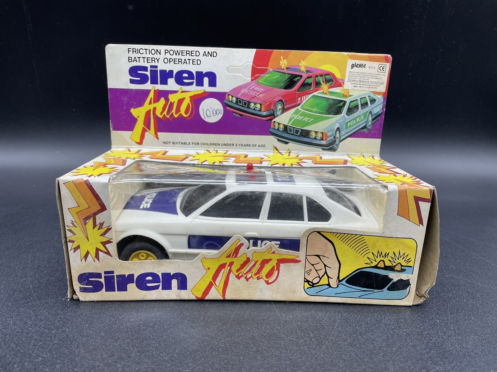 80s# VINTAGE BMW RARE FRICTION POWER SIREN POLICE CAR BATTERY OPERATED 20cm#LX