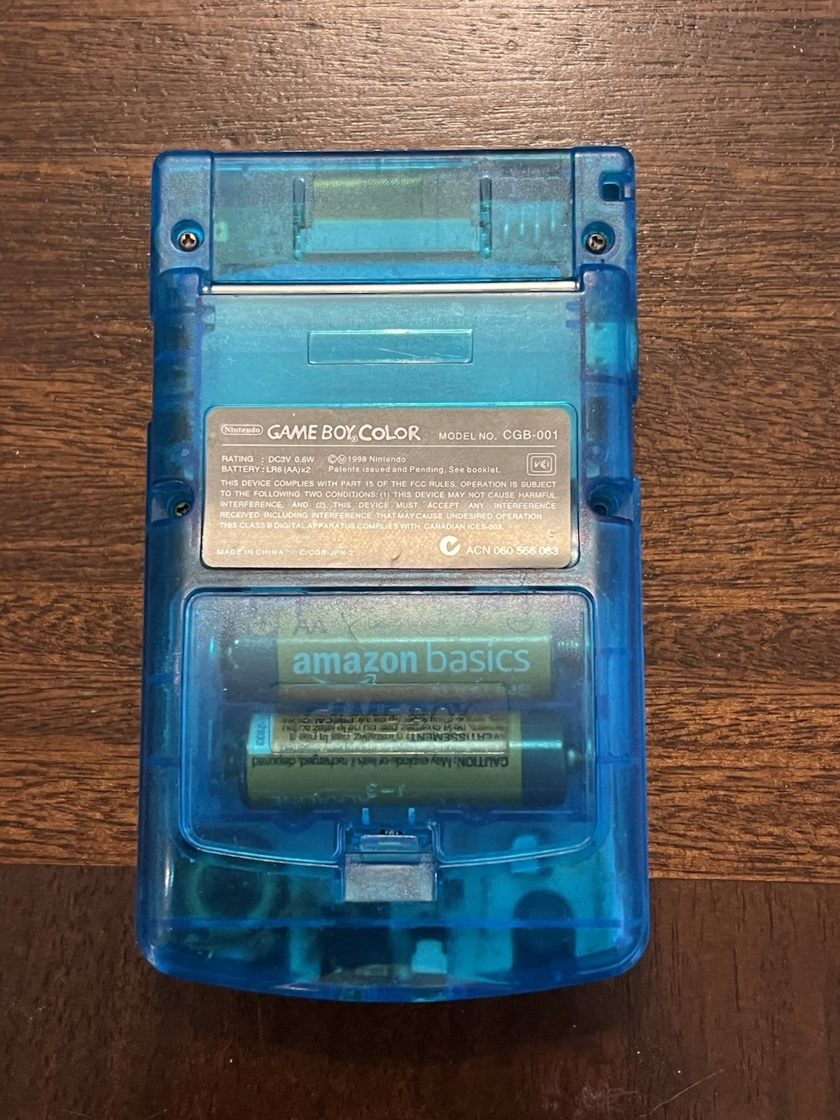 Transparent Blue Gameboy Color w/ Tetris