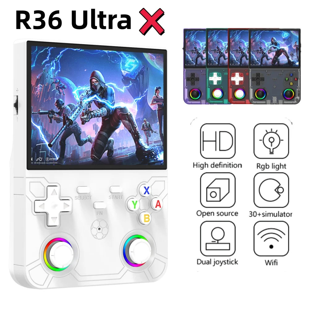 New R36 Ultra X Handheld Retro Video Game Console IPS Screen 128GB Preloaded Gam