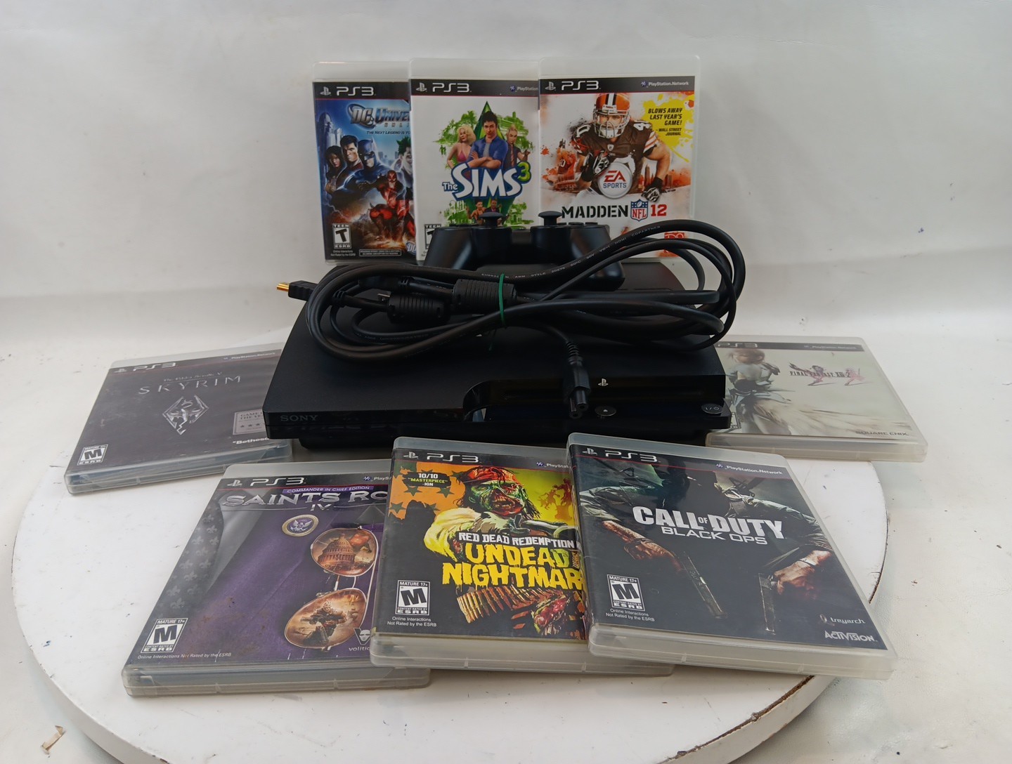 Sony PS3 Slim 250GB Console Bundle W/ Wireless Controller & 8 Games Tested Works