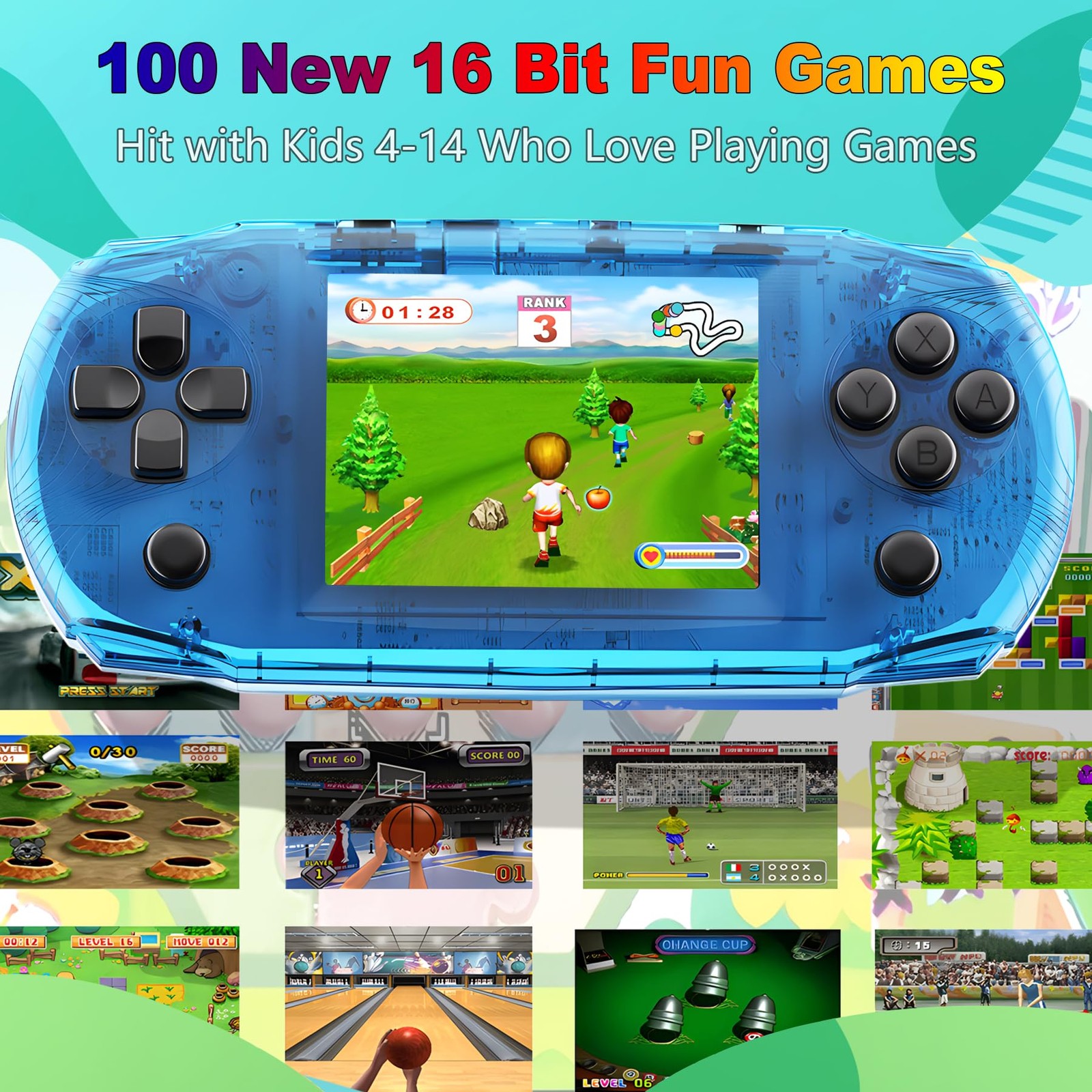 3.2″ IPS Large Screen Handheld Game Console for Kids Preloaded 100 Retro Vide…