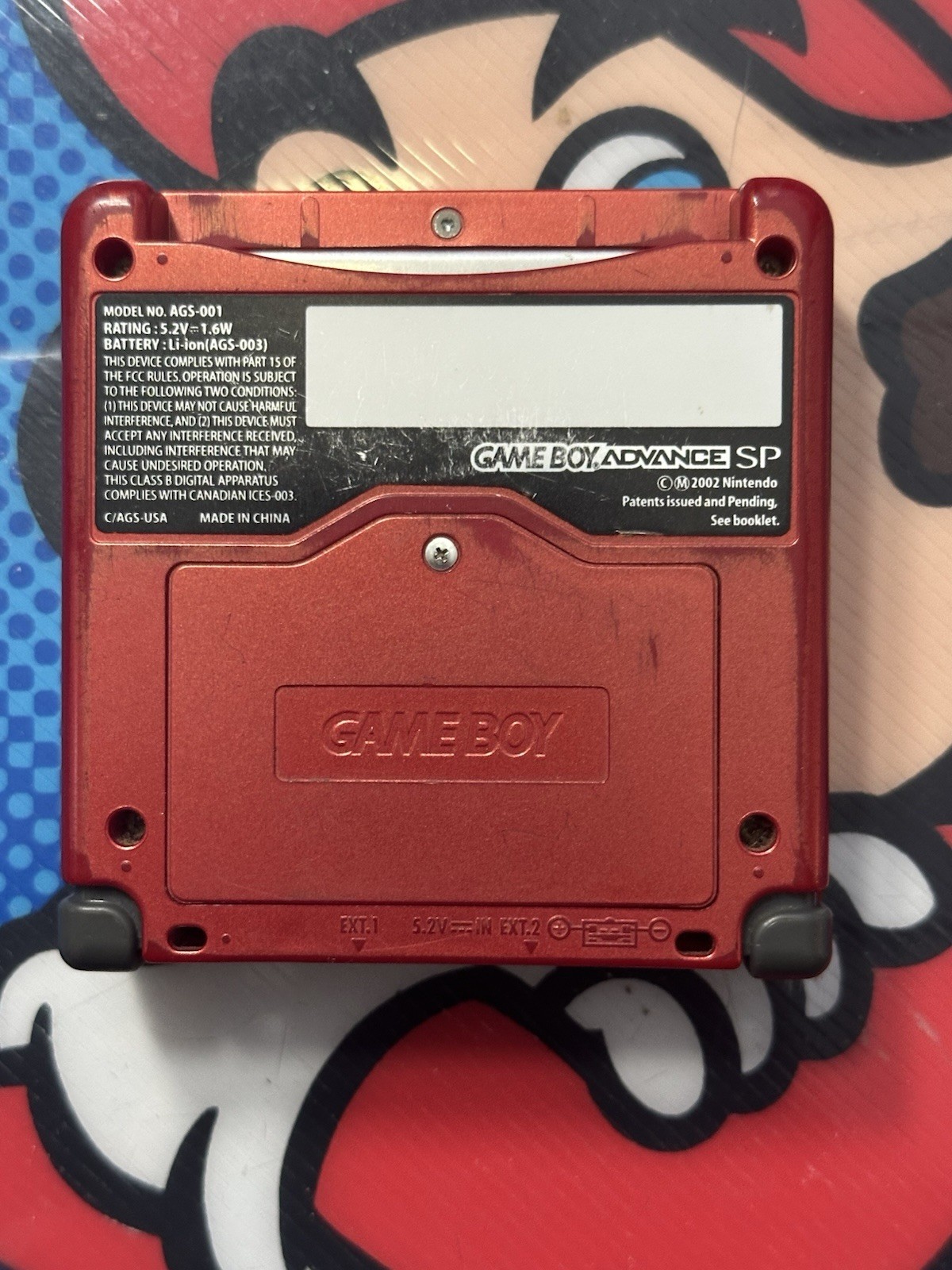 Nintendo Game Boy Advance SP Handheld Game Console AGS-001 Flame Red – Tested