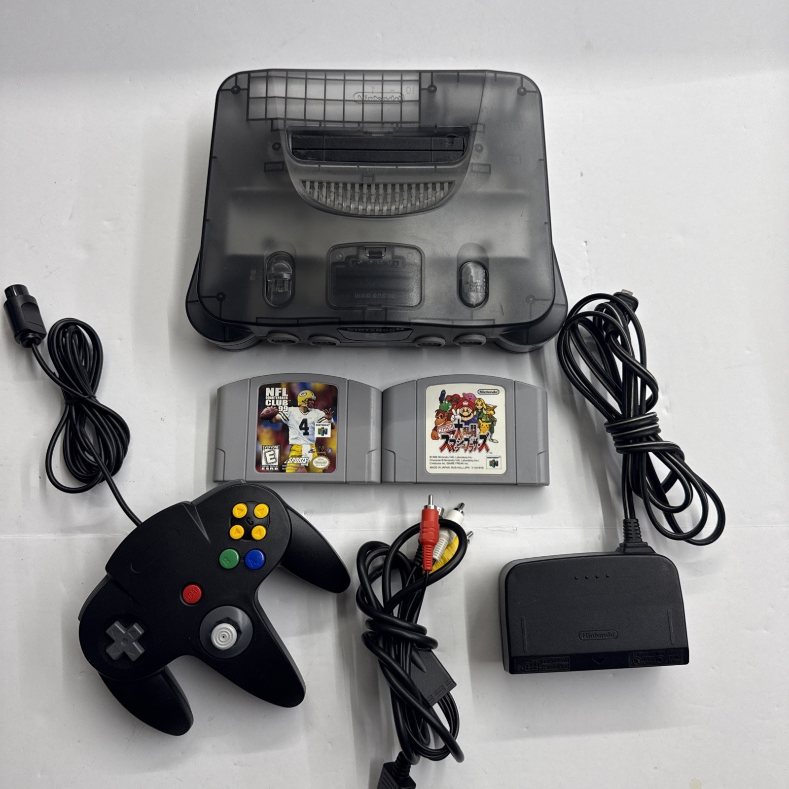 N64 – Nintendo 64 Smoke Grey Console Region Free W/ Super Smash Bros Tested 2945