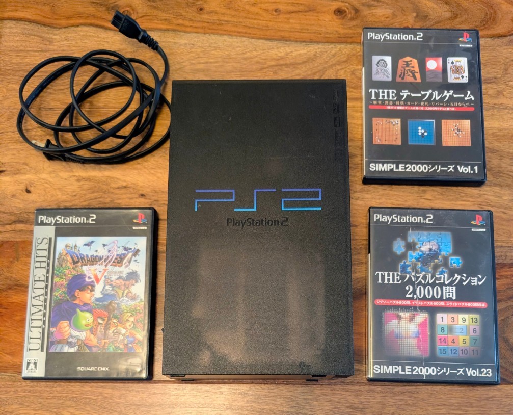 Sony PS2 SCPH-50000 NTSC-J (Japan) Midnight Black Tested w/ (3) Games + AC Cable