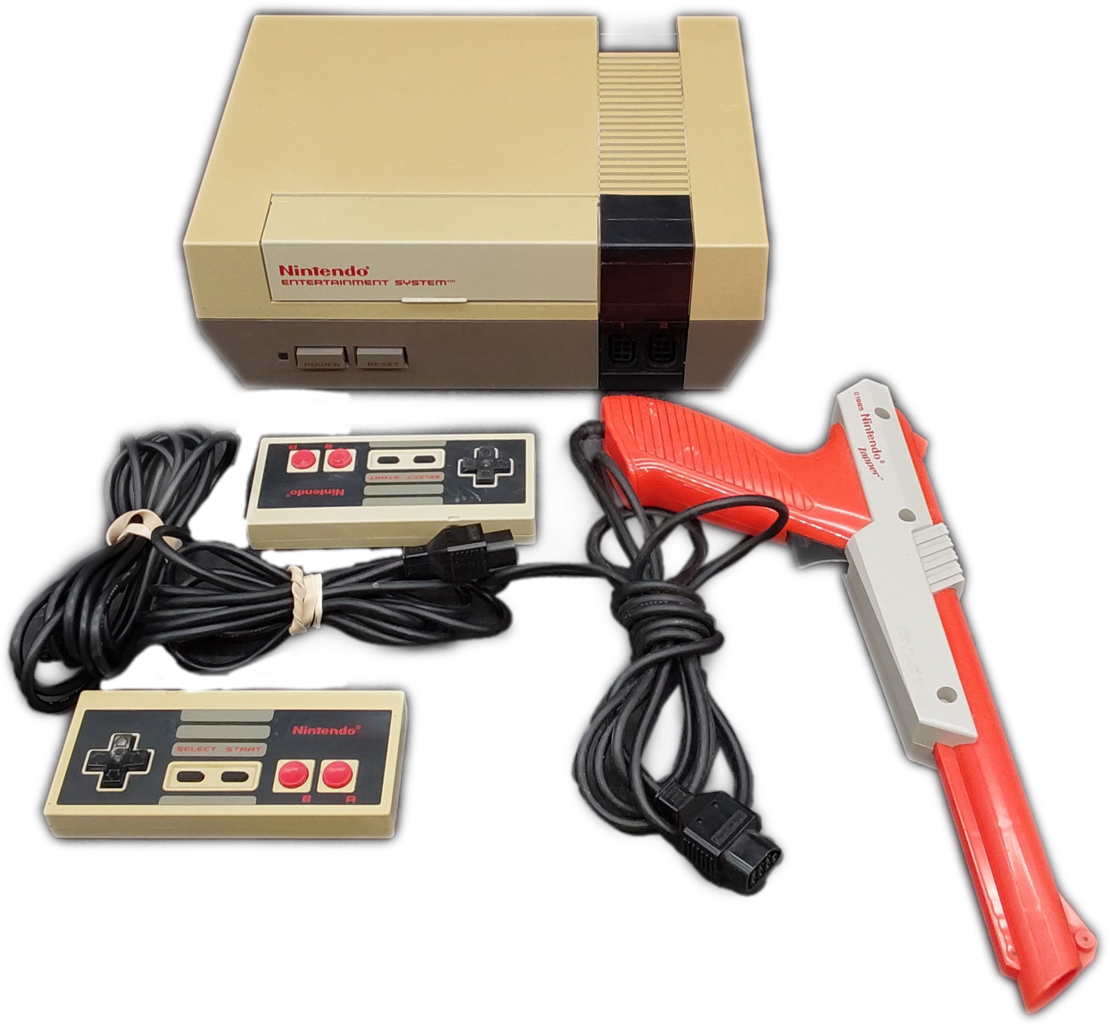 Nintendo NES-001 Console 2 Controllers Zapper Mario Duck Hunt